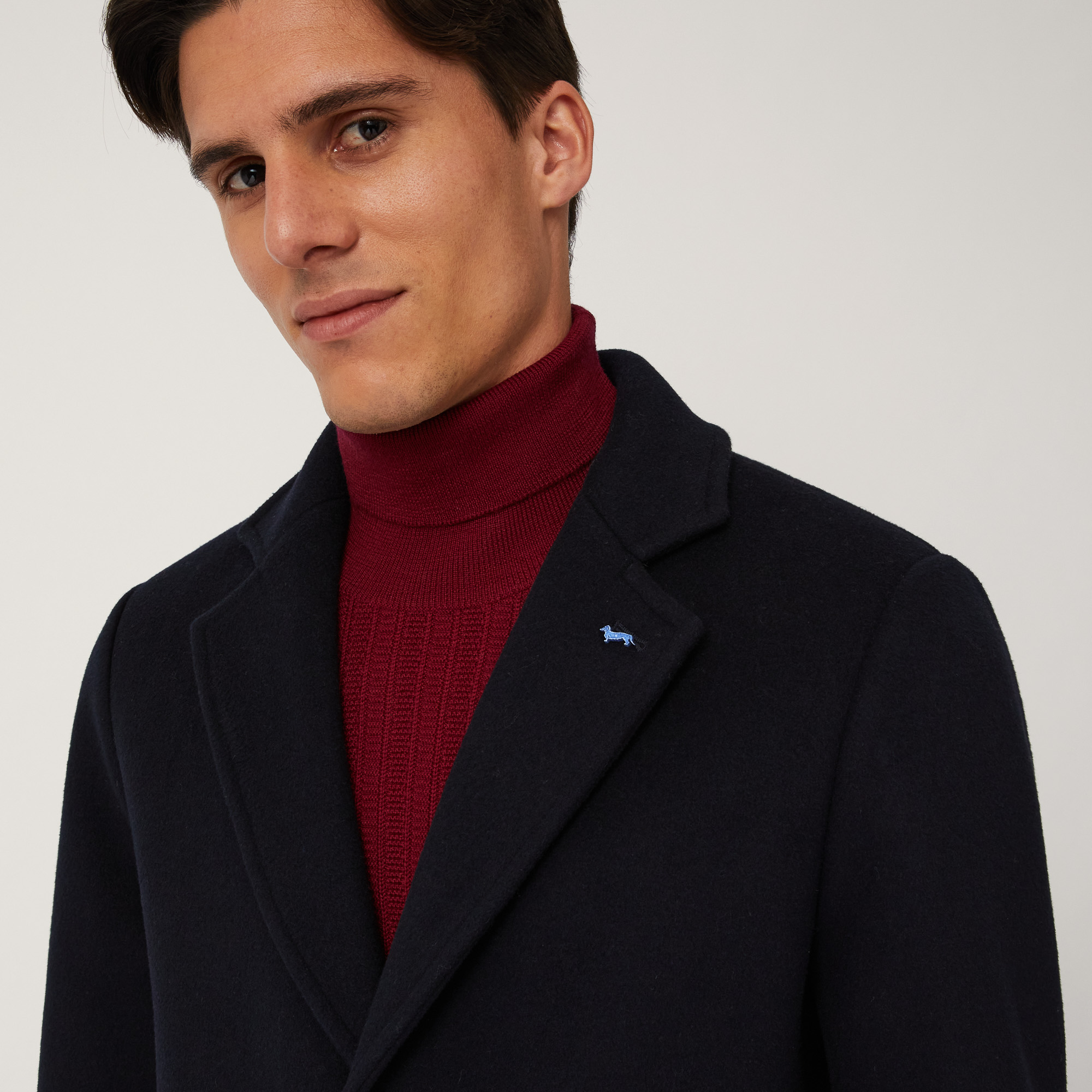 Wool Coat with Logo, Blue , large image number 2