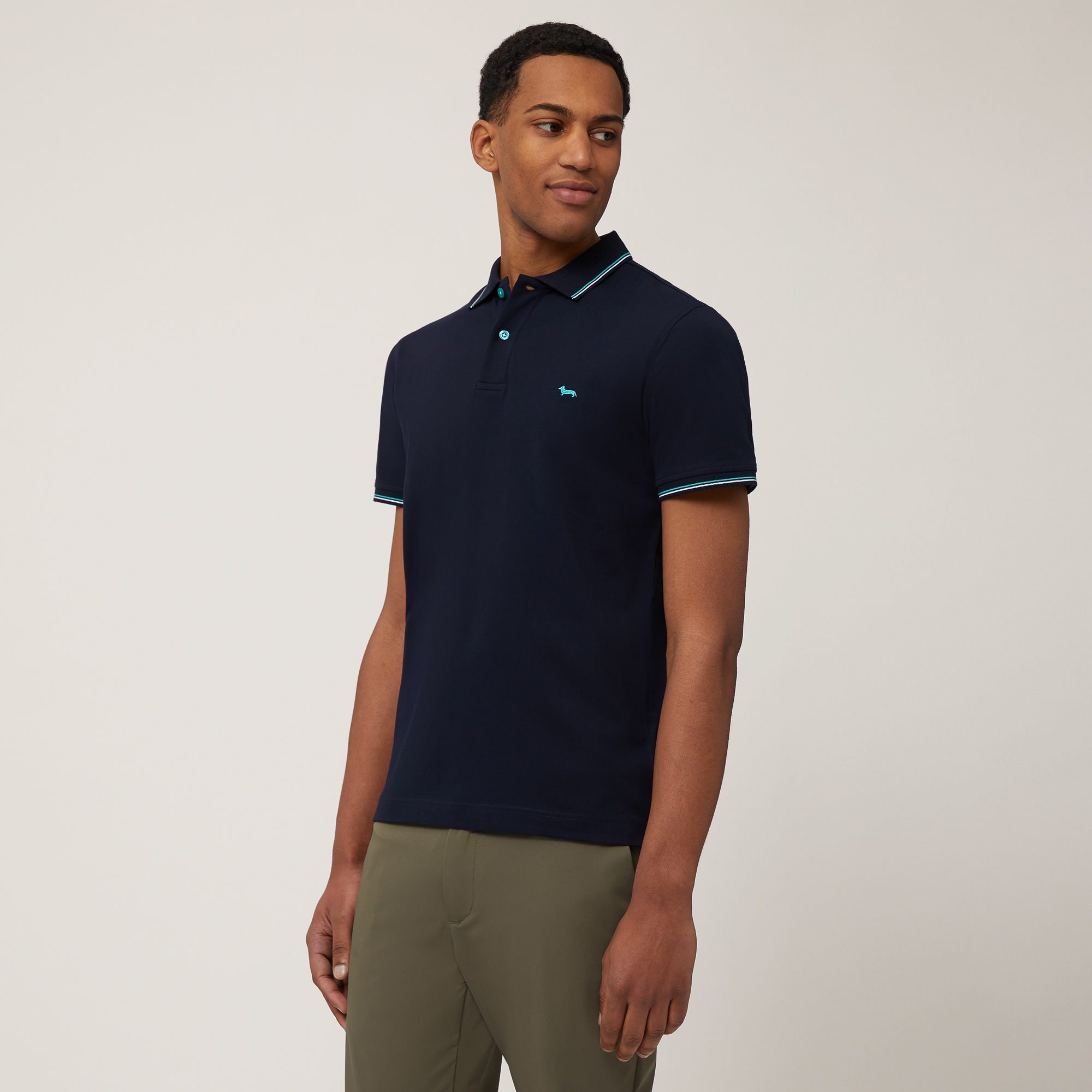 Polo with Striped Details, Navy Blue, large image number 0