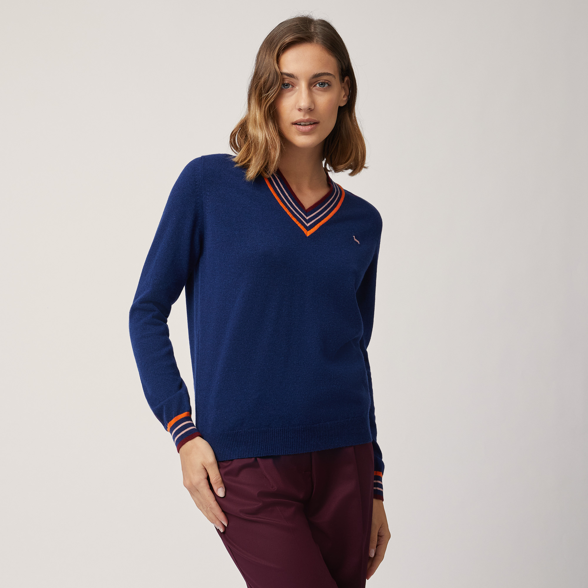 Pullover with Striped Details, Blue , large image number 0