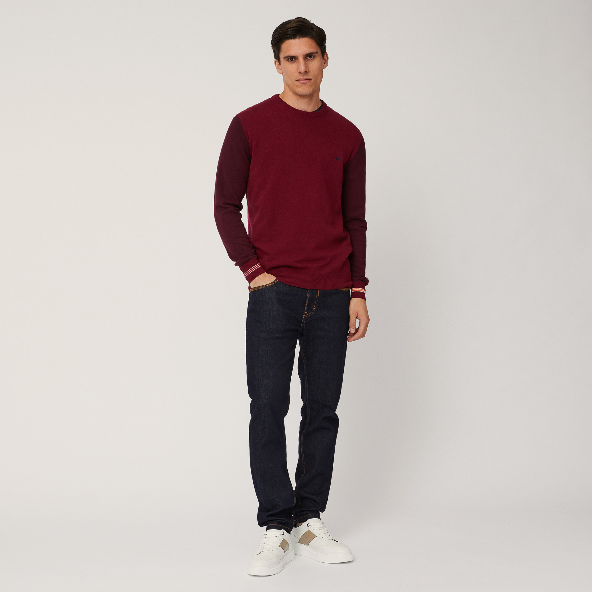 Pullover With Striped Cuffs, Red , large image number 3