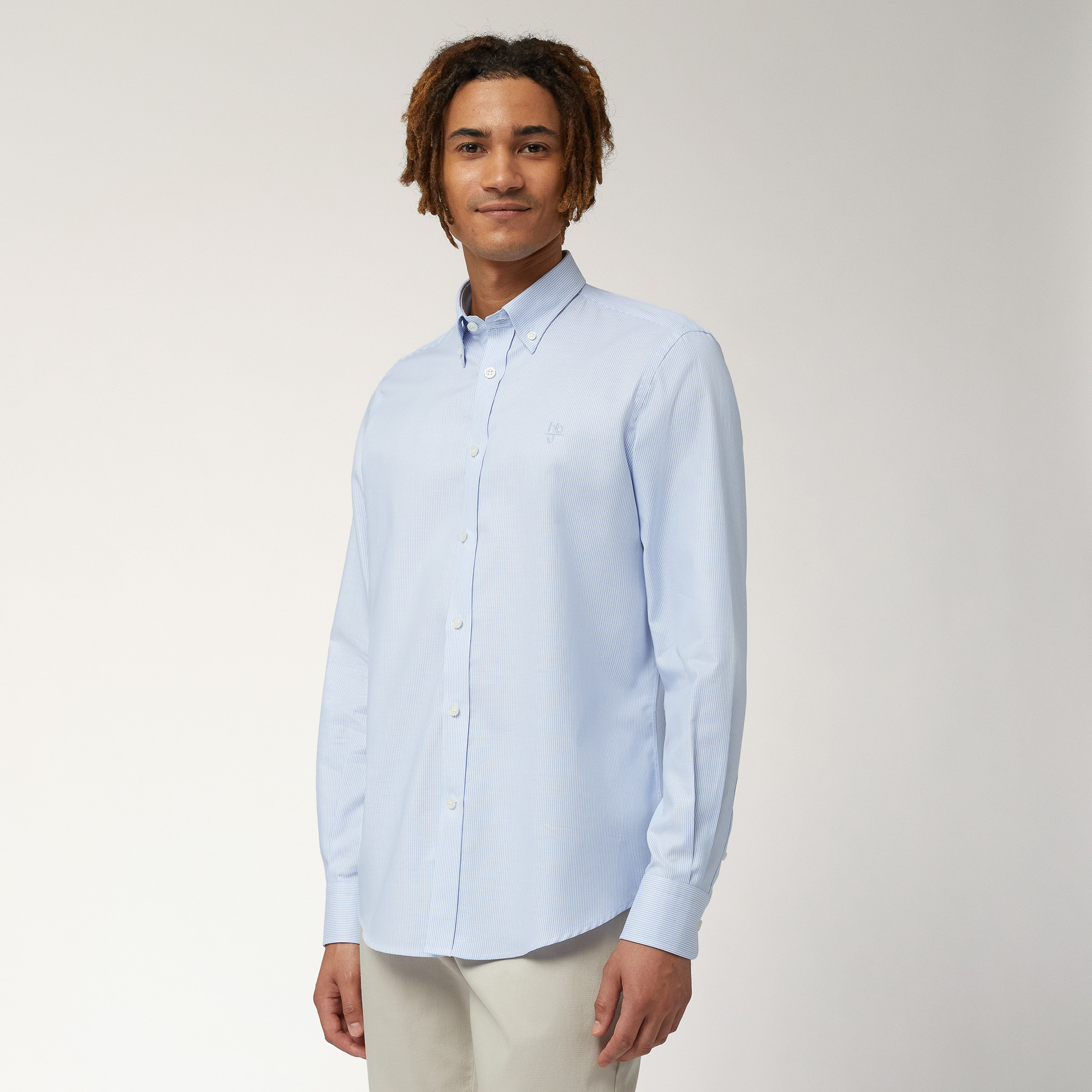 Fine-Striped Shirt, Blue, large image number 0