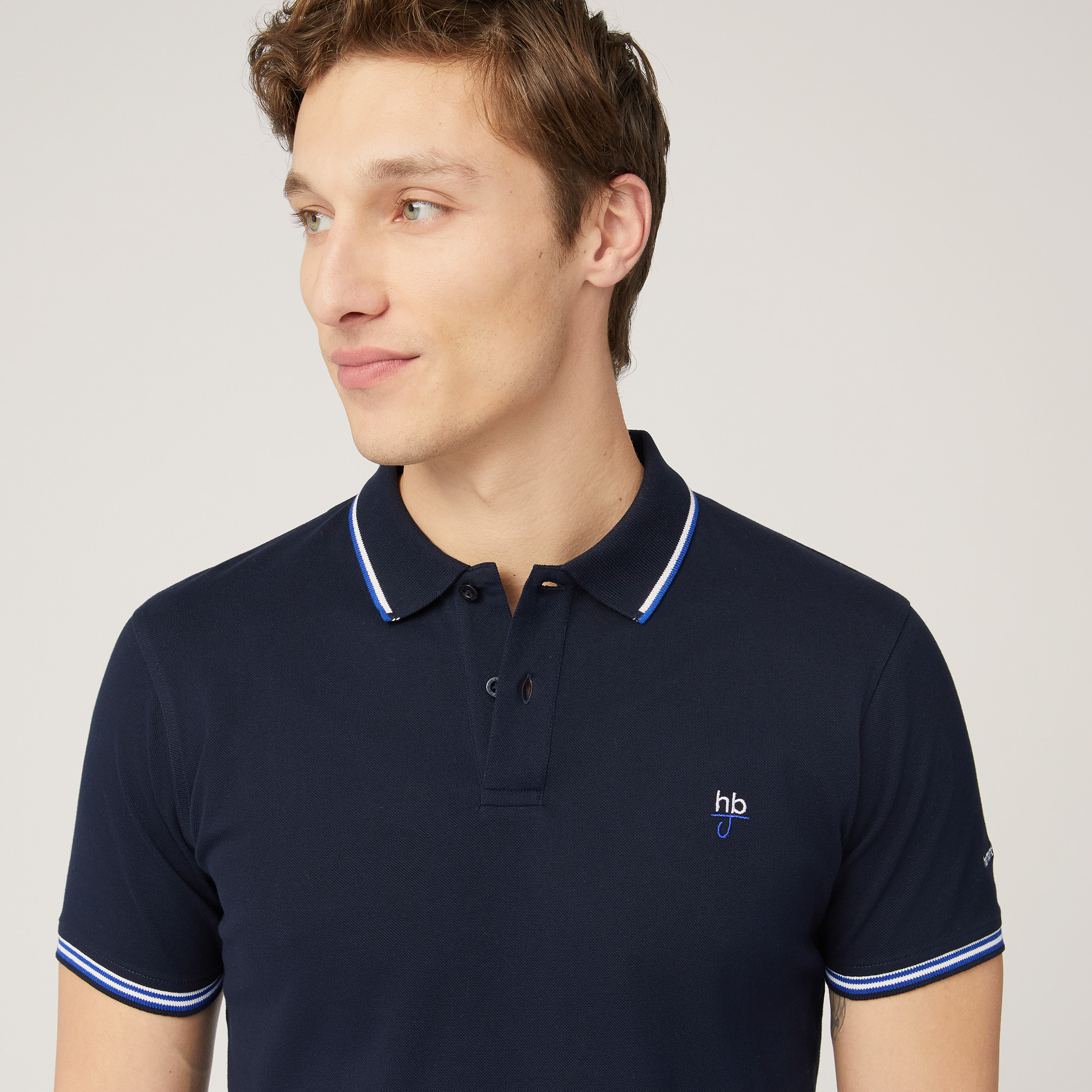 Polo with Contrasting Stripes, Dark Blue, large image number 2