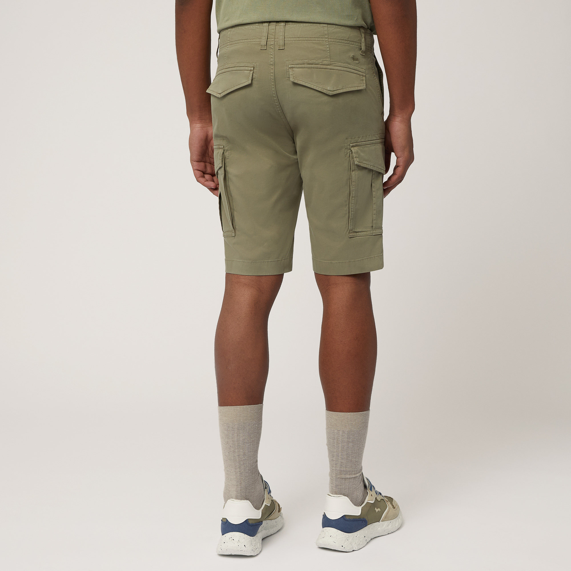 Cotton Cargo Bermuda Shorts, Military Green, large image number 1