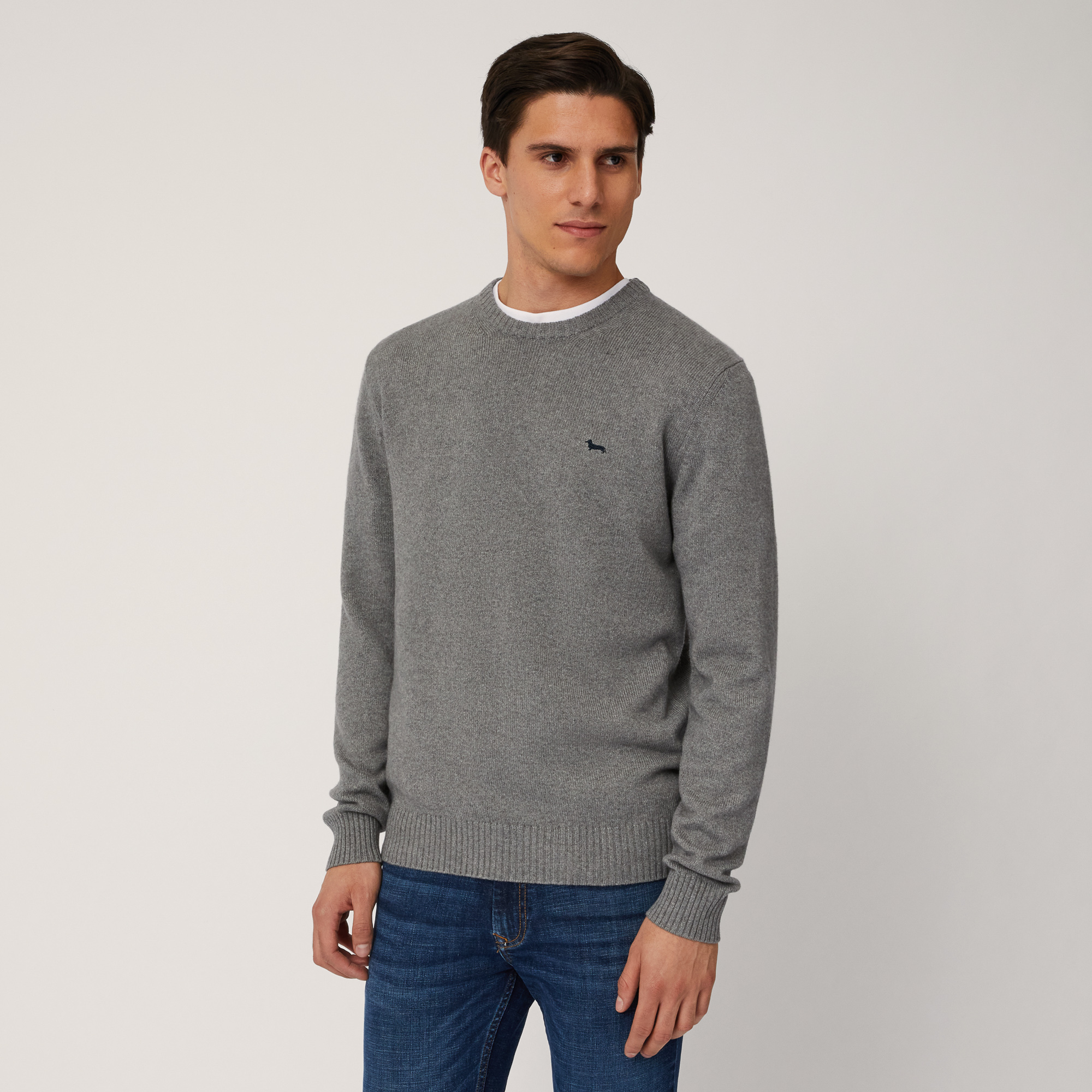 Wool-Blend Crew-Neck Pullover, Grey, large image number 0