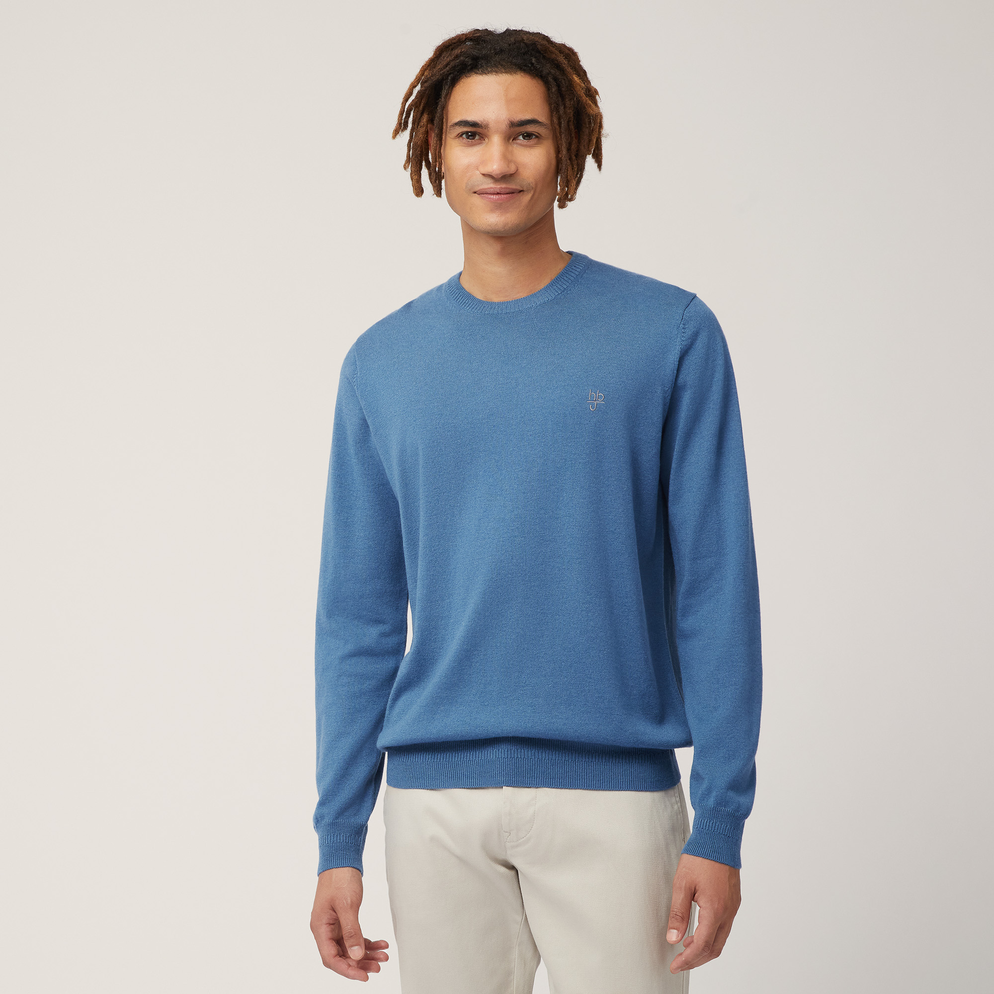 Soft Sweater with Monogram in Blue Luxury Italian Knitwear and Sweatshirts Harmont Blaine