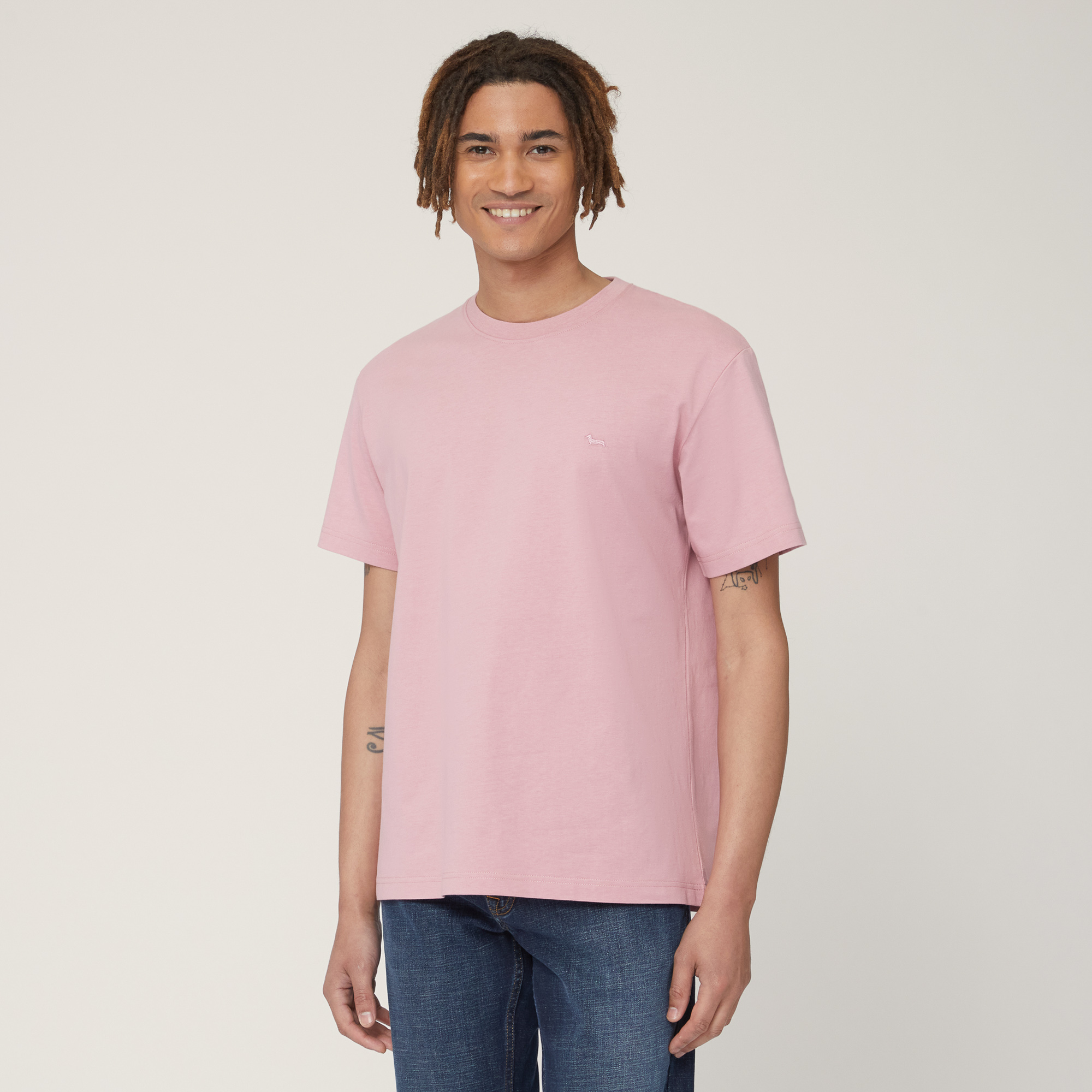 Relaxed Fit T-Shirt with Logo, Pink, large