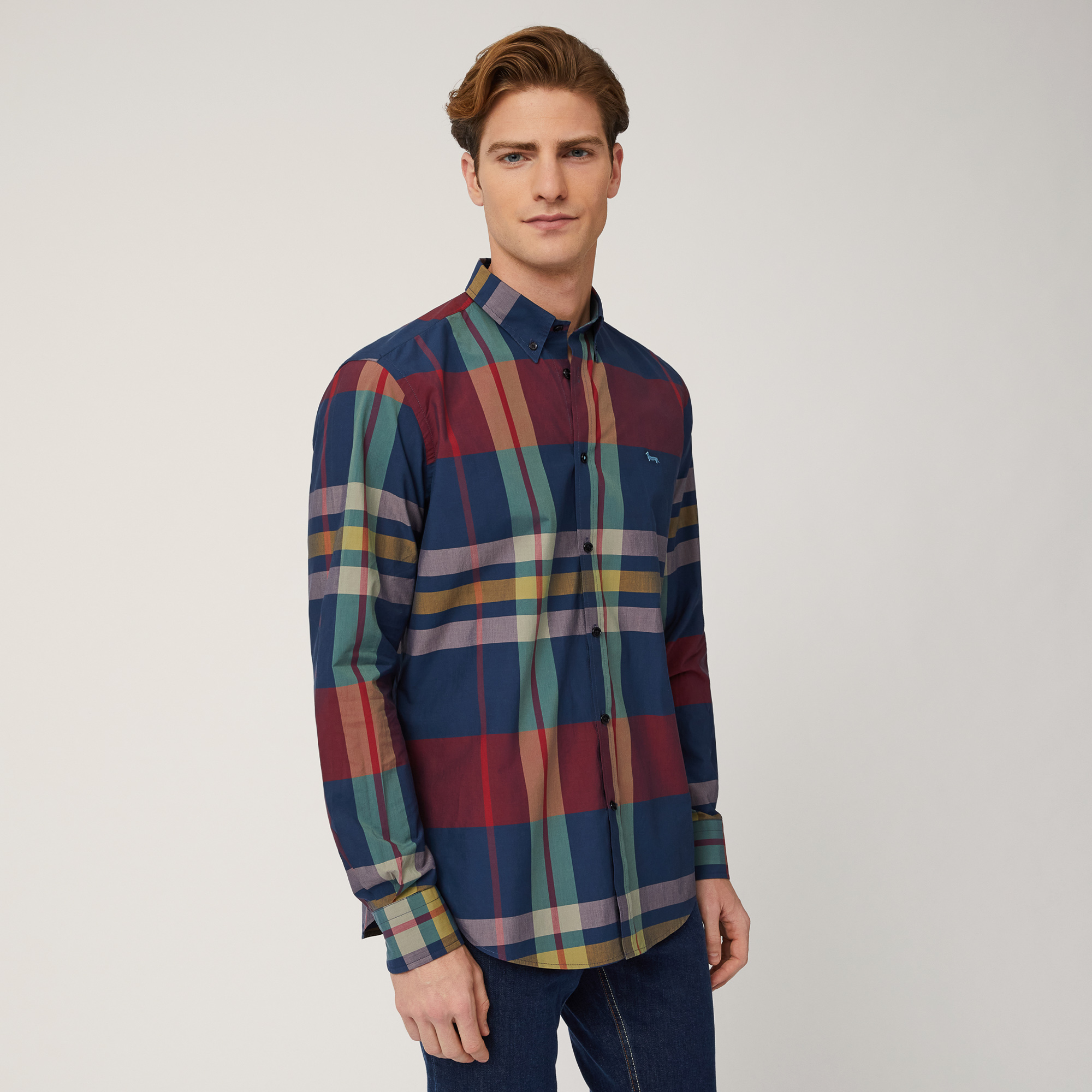 Tartan Cotton Shirt, Blue , large image number 0