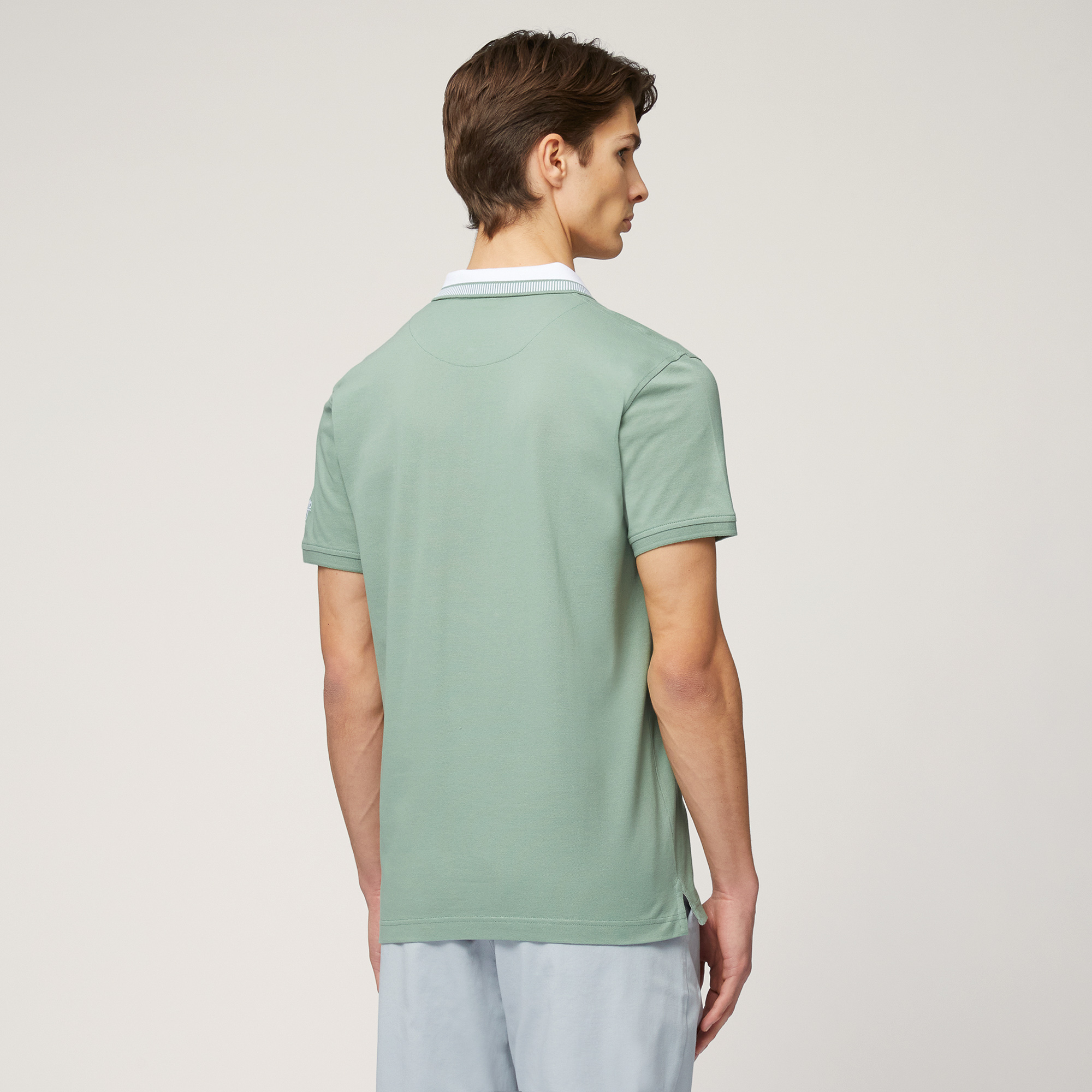 Polo with Contrasting Details, Moss Green, large image number 1