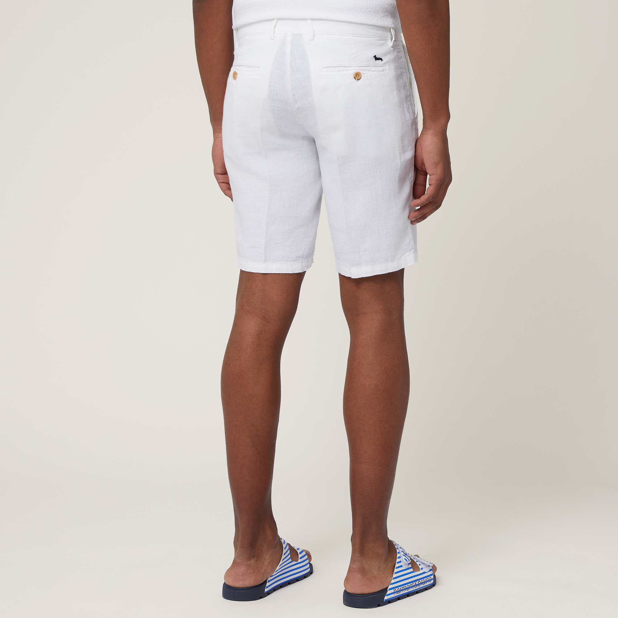 Regular Fit Linen Bermuda Shorts, White, large image number 1