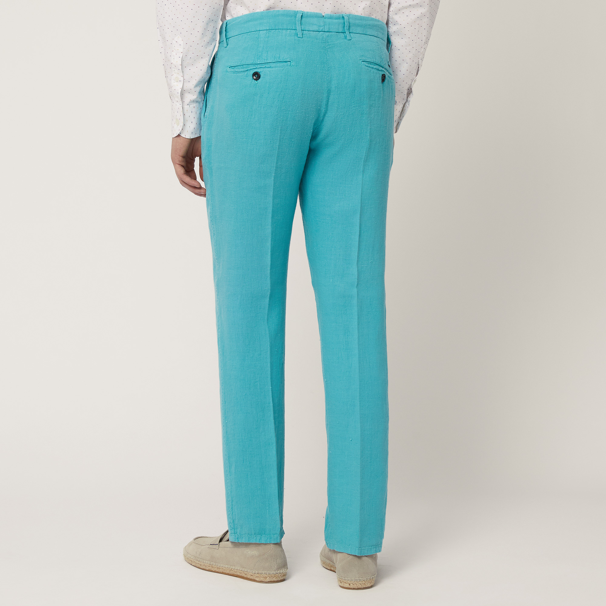 Linen Chino Pants, Turquoise, large image number 1