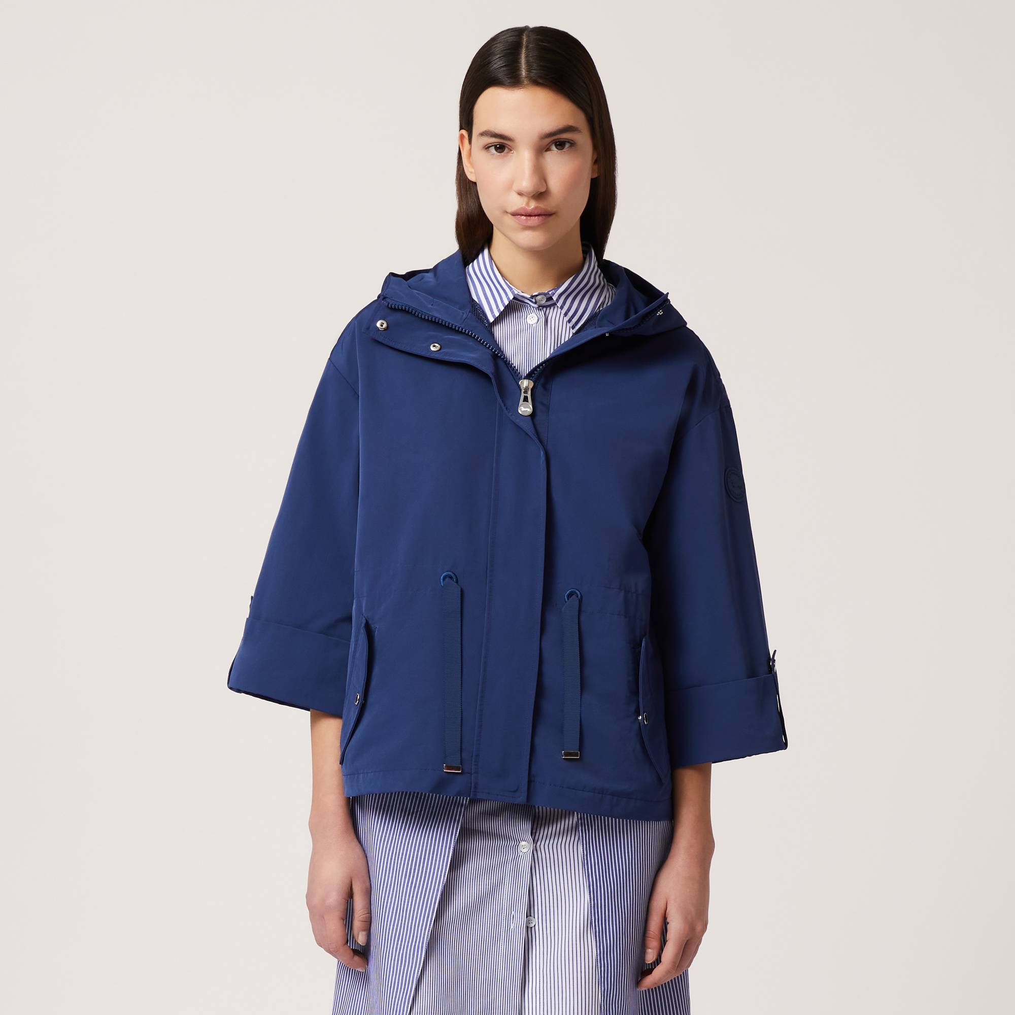 Pea Coat with Hood, Marine Blue, large image number 0