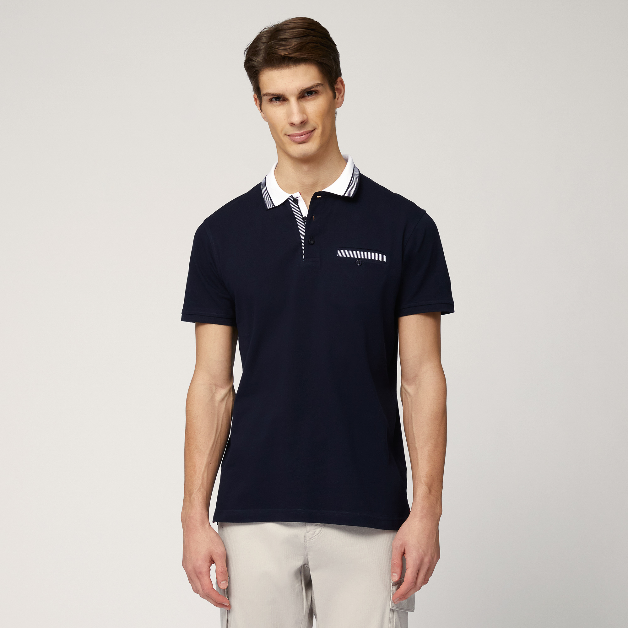 Polo with Contrasting Details, Dark Blue, large