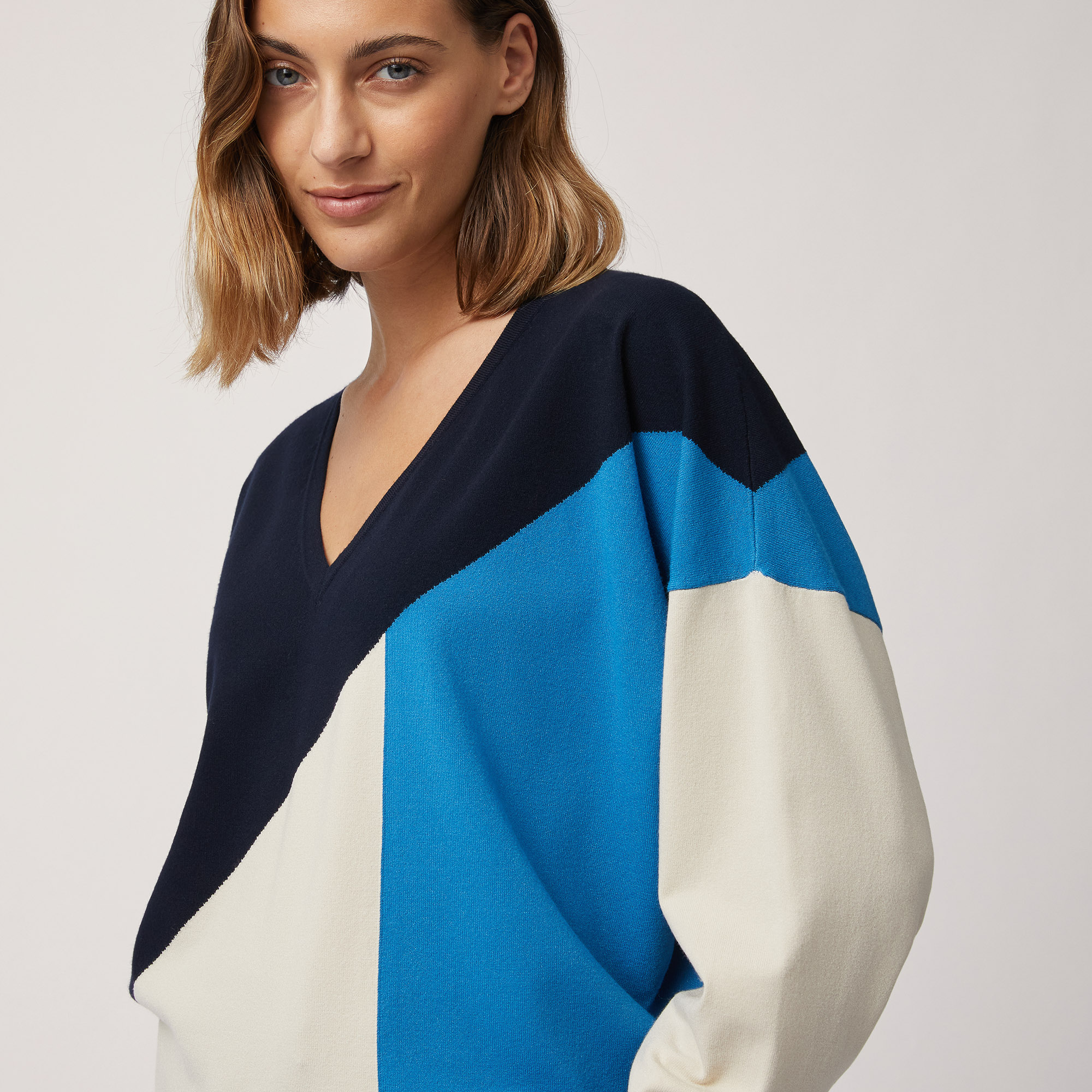 Color Block Maxi Pullover, Blu, large image number 2