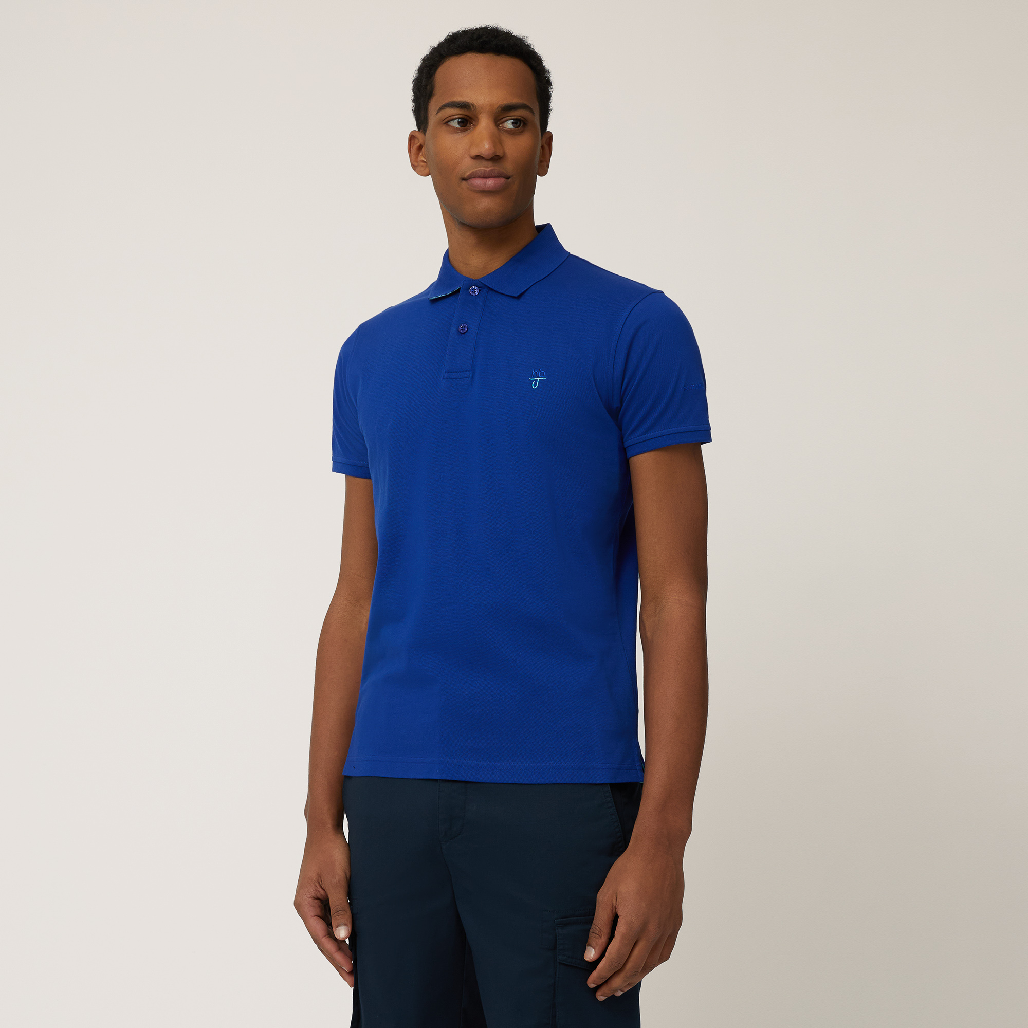 Narrow-Fit Cotton Polo, Electric Blue, large image number 0