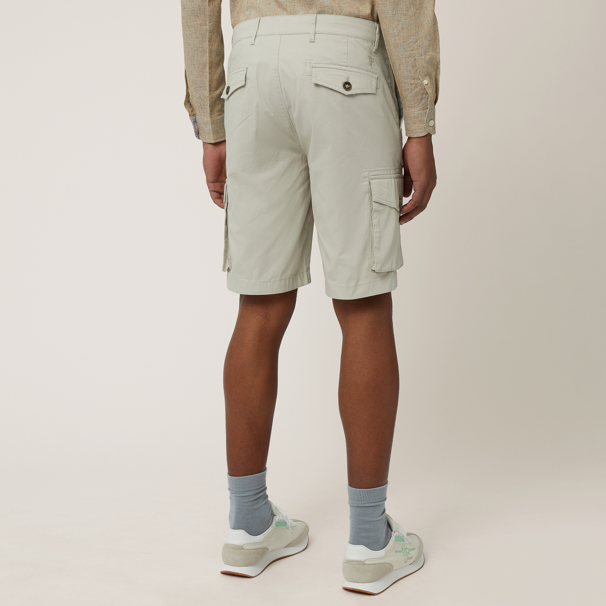 Stretch Cotton Cargo Bermuda Shorts, Sand, large image number 1