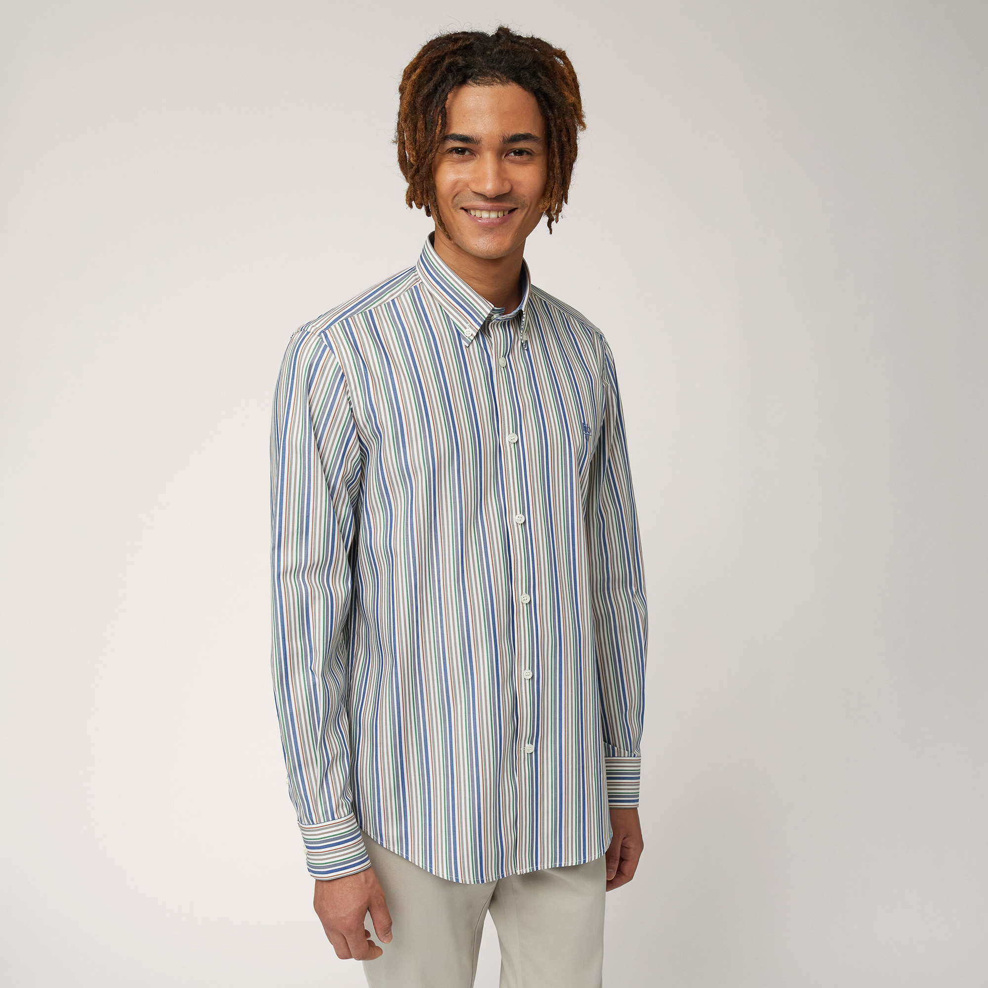 Multicolored Striped Shirt, White, large image number 0