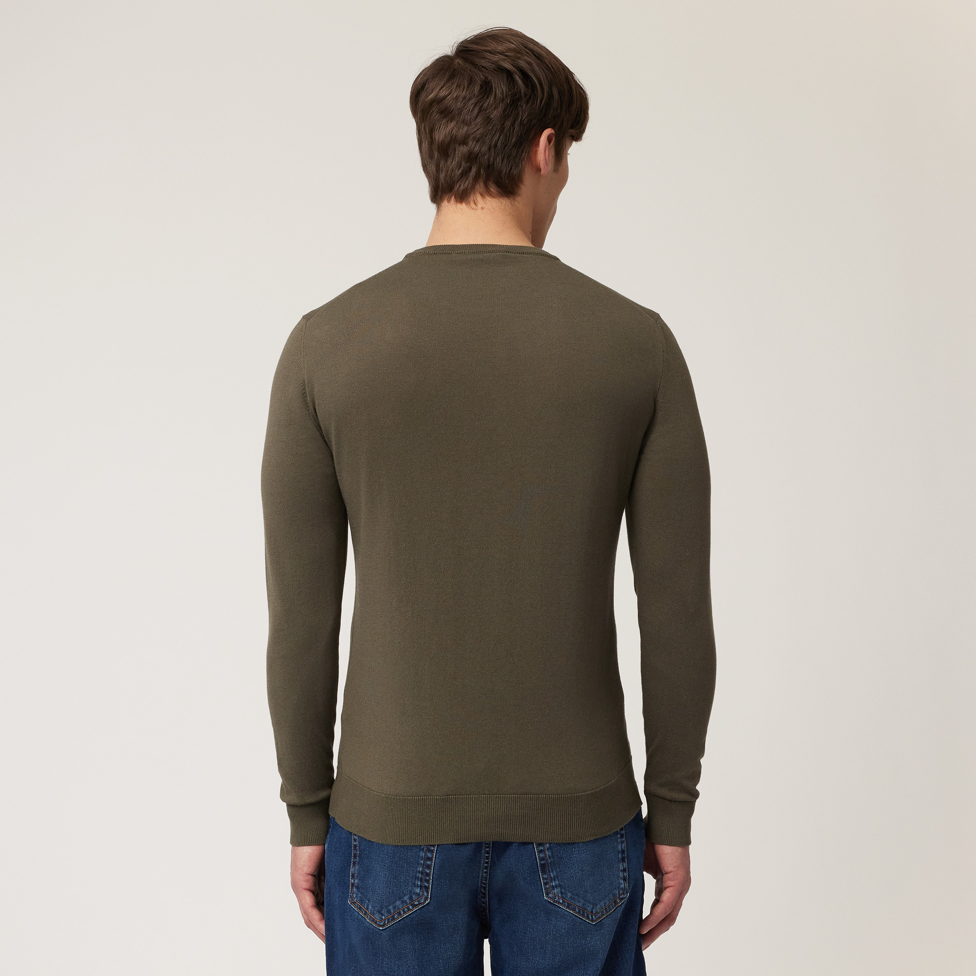 Cotton And Cashmere Pullover, Military Green, large image number 1