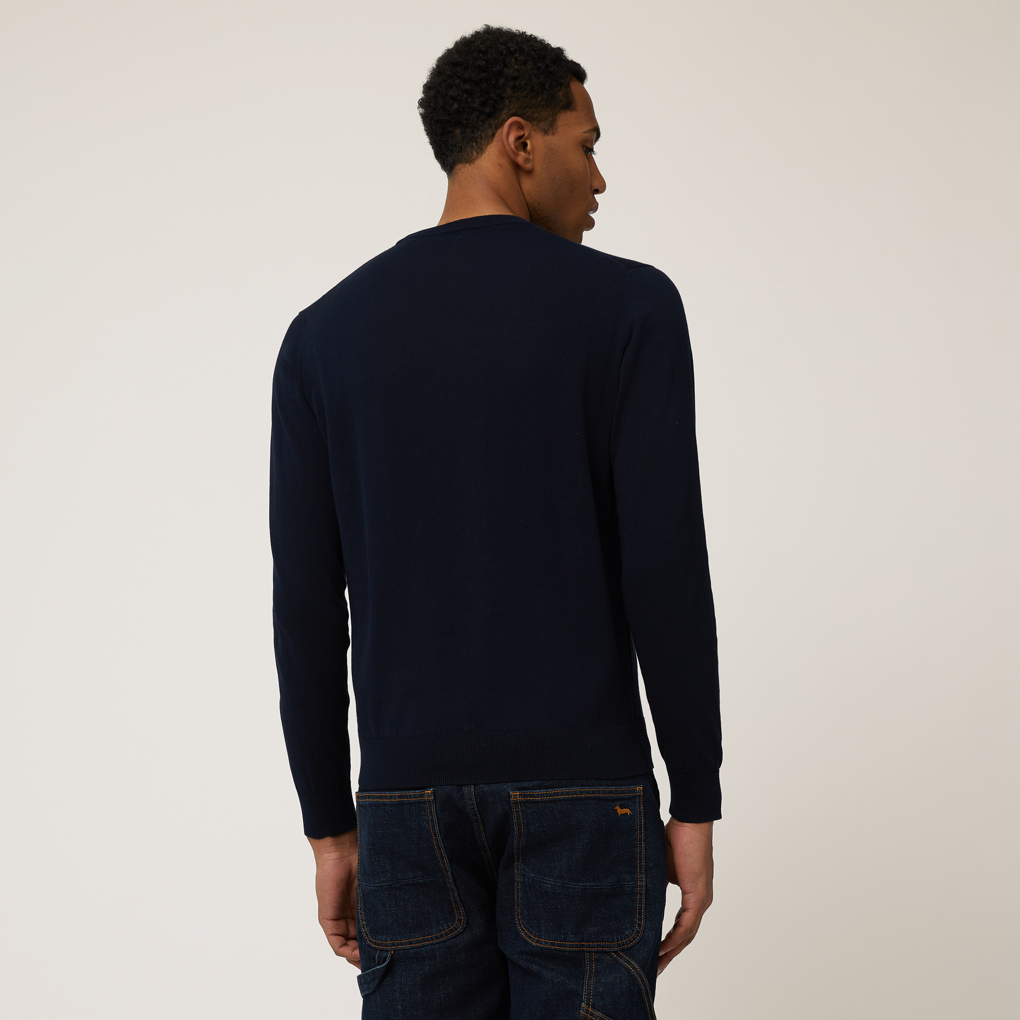 Cotton Crepe Pullover, Navy Blue, large image number 1