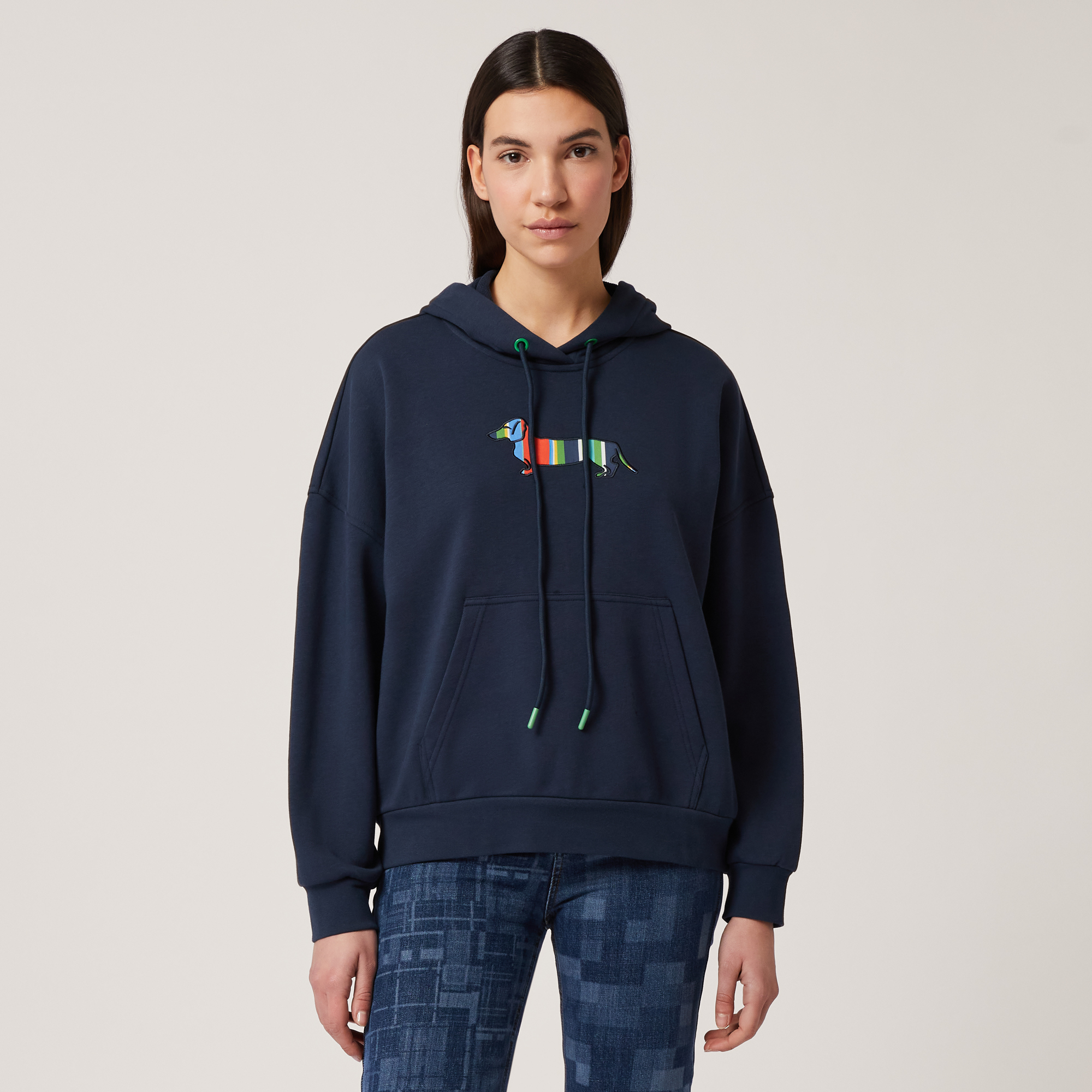 Hoodie with Dachshund, Navy Blue, large image number 0