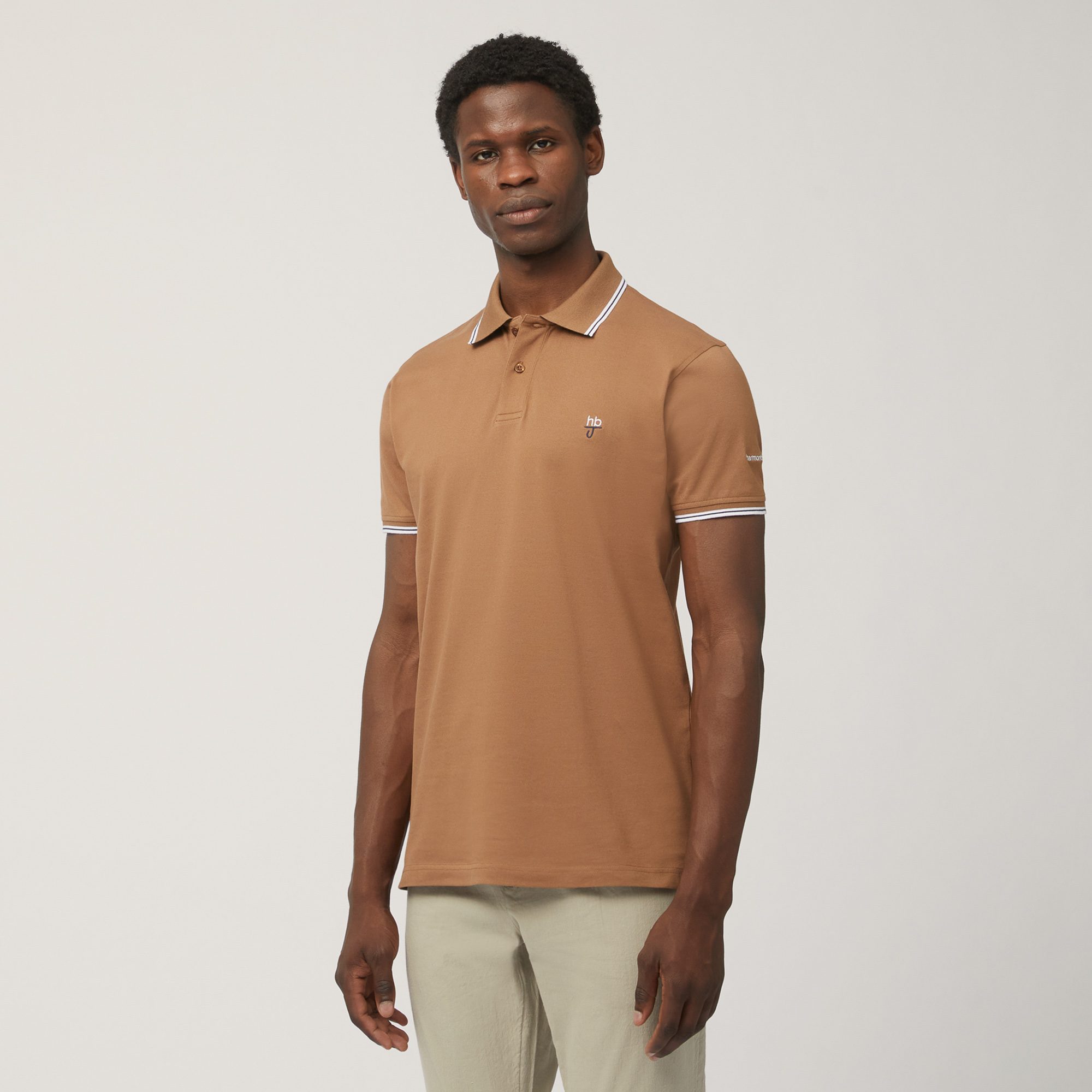 Polo Narrow Fit Con Logo, Beige, large