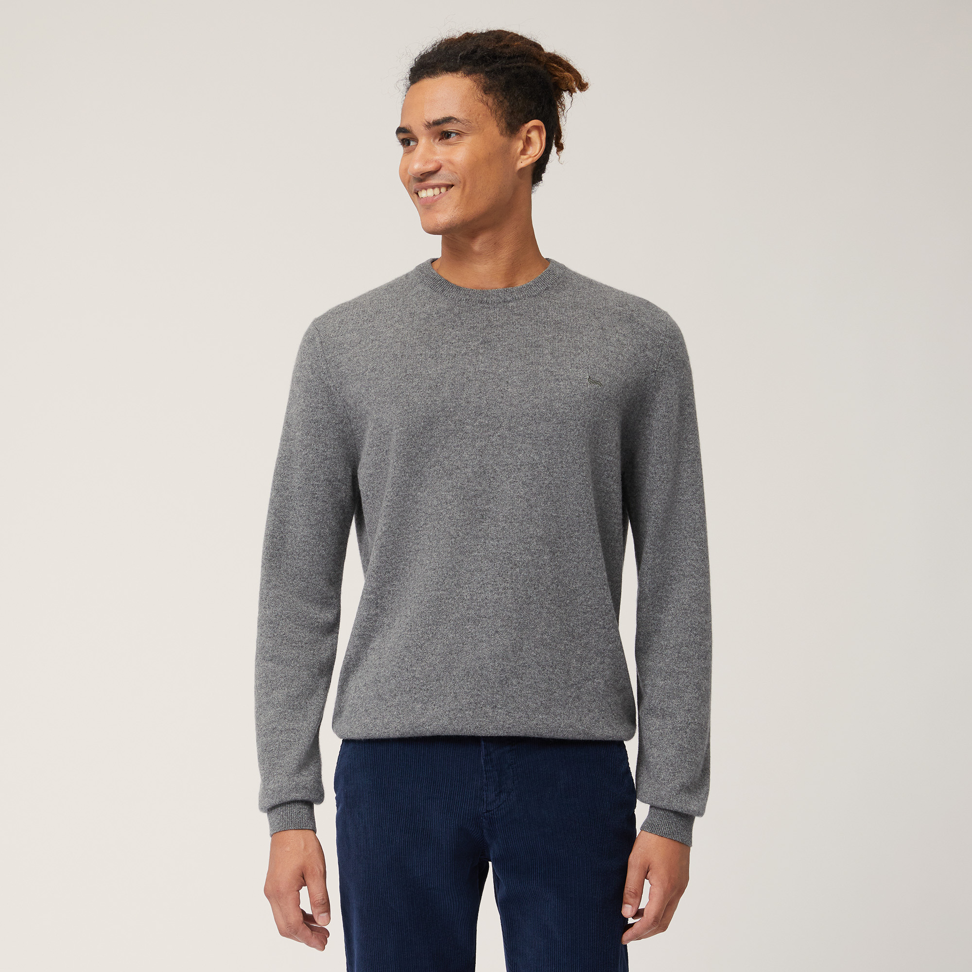 Cashmere Crew-Neck Pullover, Grey, large image number 0