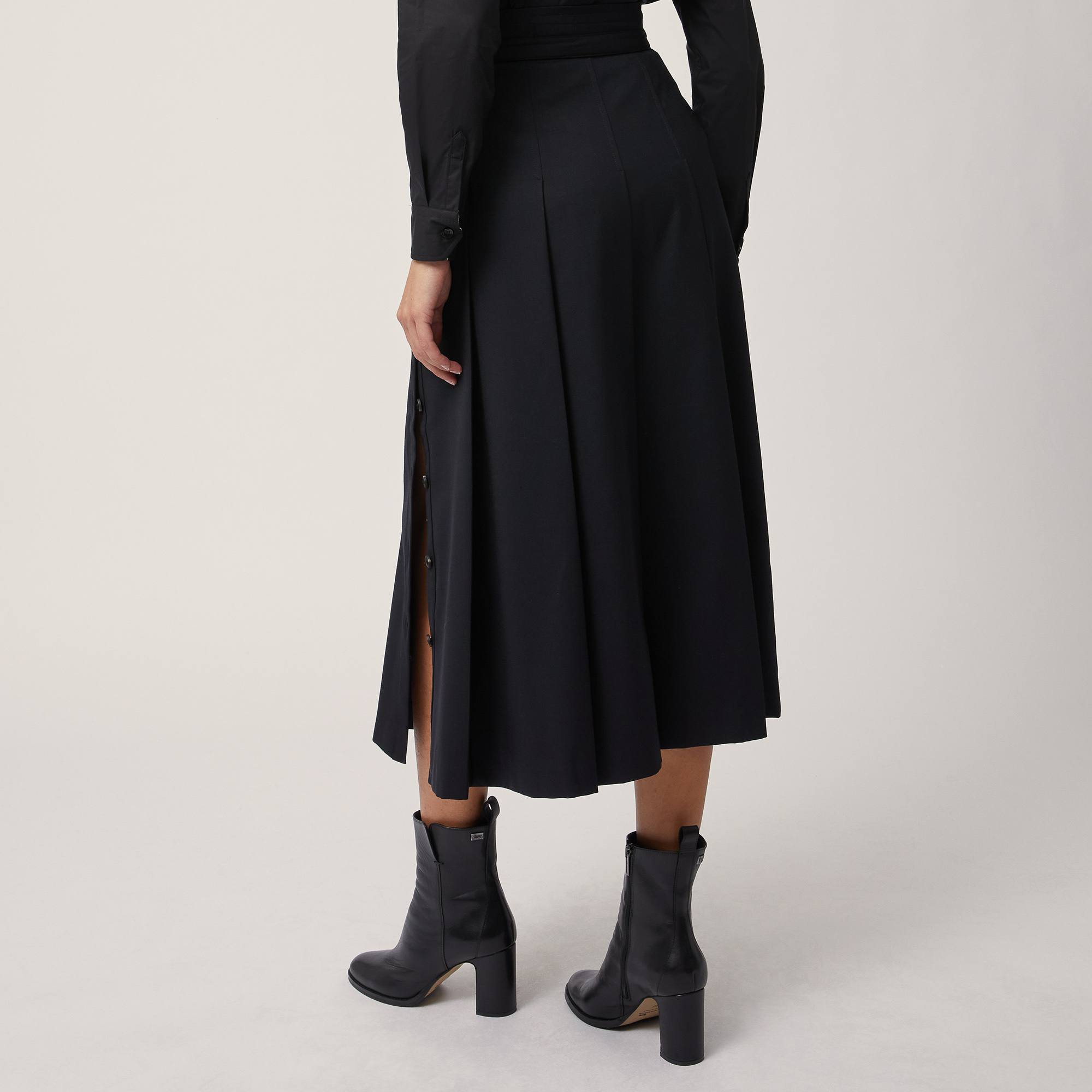 Long Skirt with Maxi Pleats, Black, large image number 1