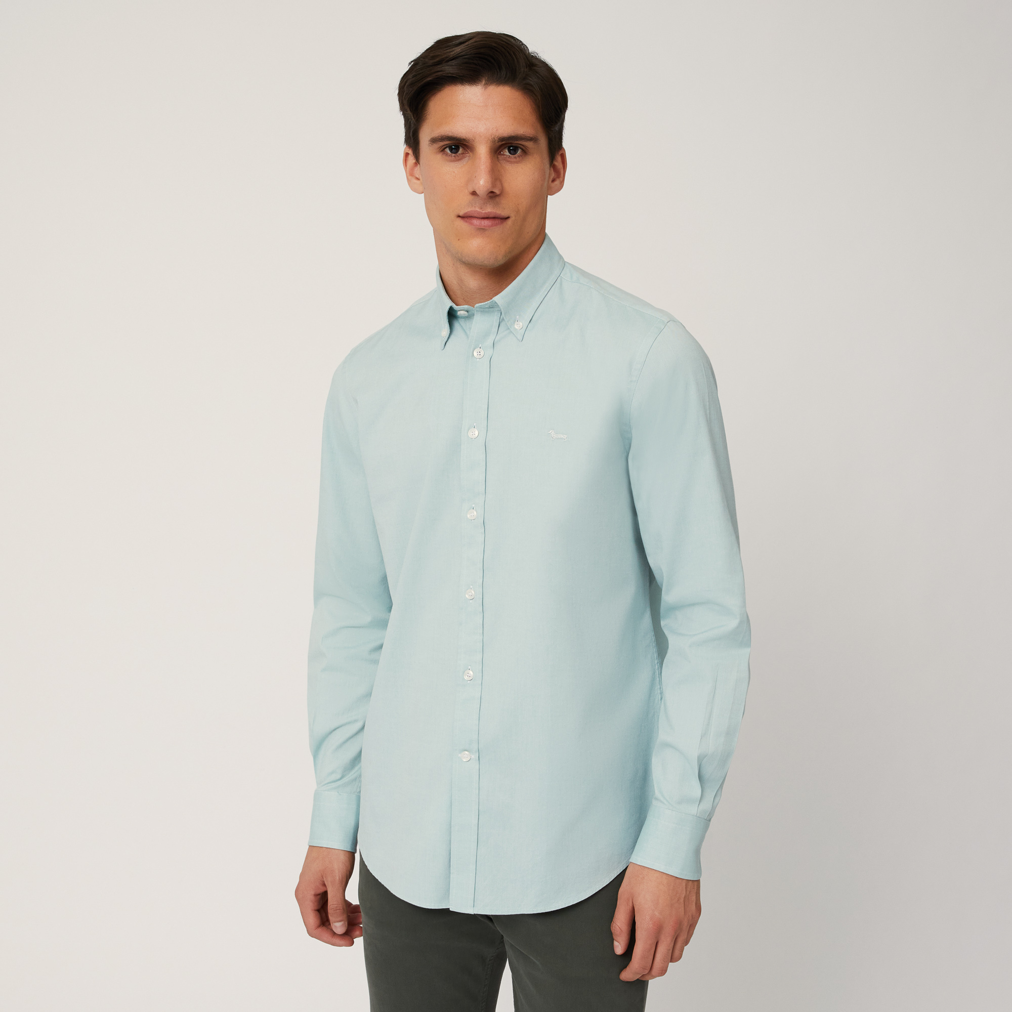 Shirt with Dachshund Embroidery, Aqua, large image number 0