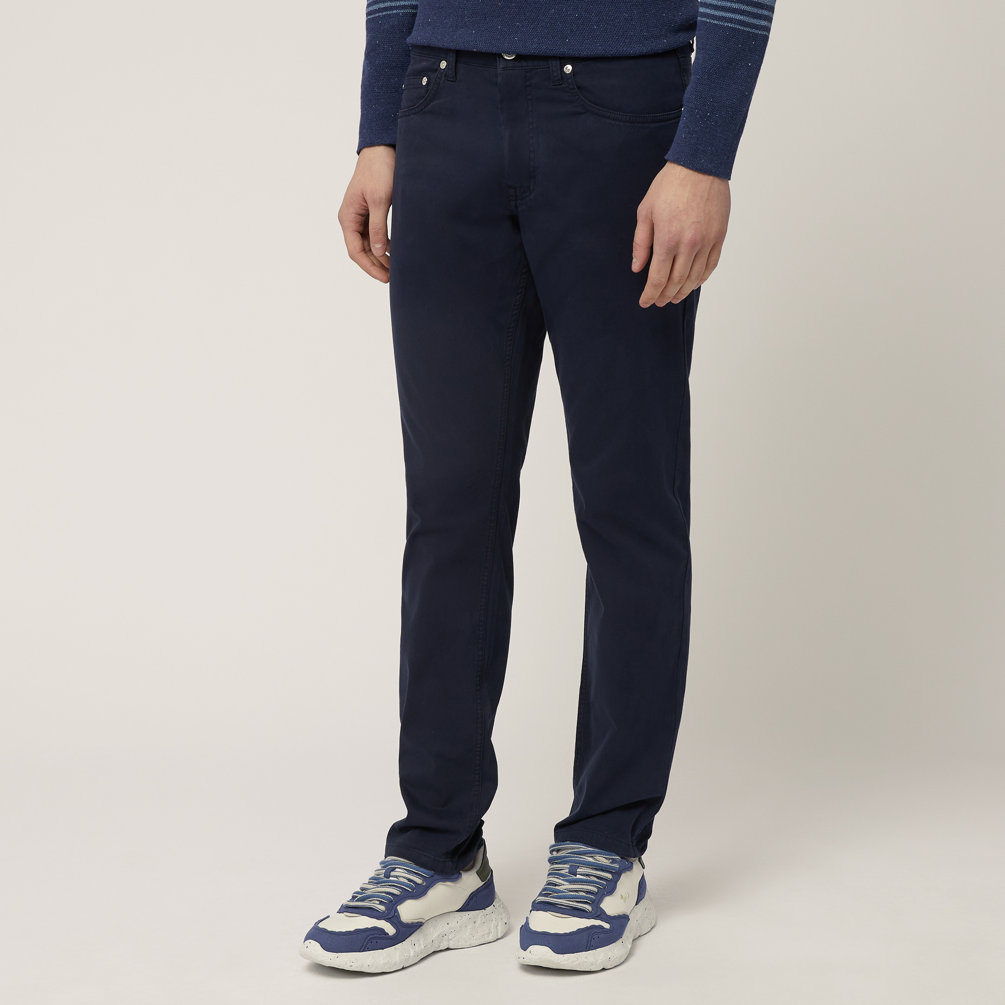 Narrow Five-Pocket Pants, Navy Blue, large image number 0