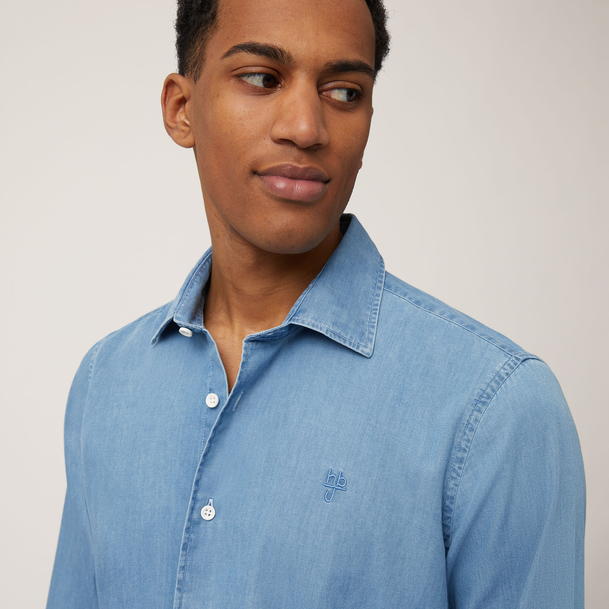 Denim Shirt with Pleats, Denim Blue, large image number 2