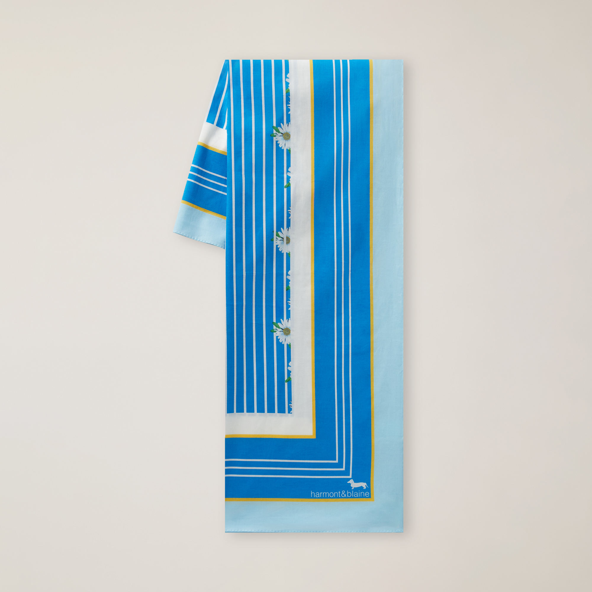 Striped and Daisy-Print Pareo, Light Blue, large image number 0