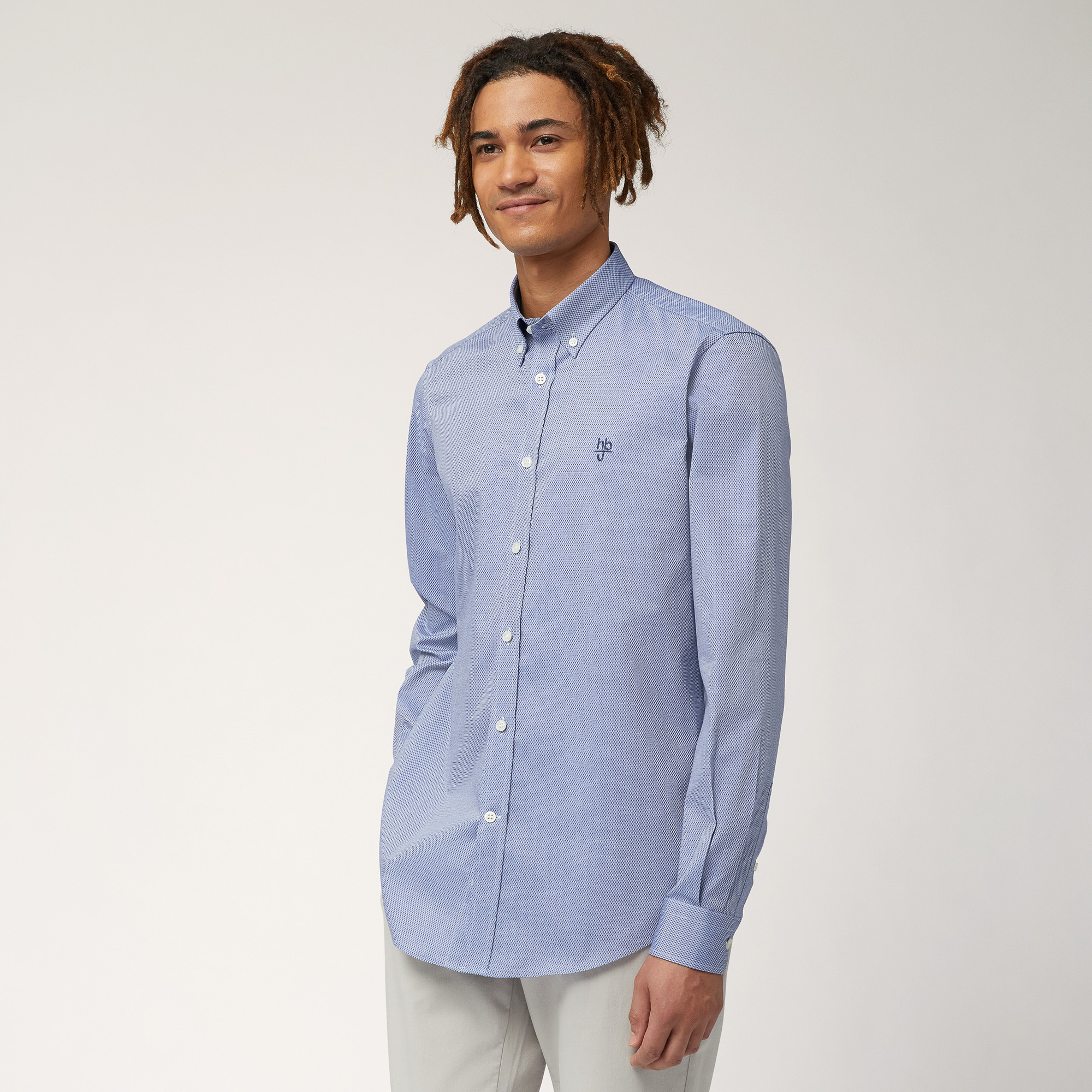 Camicia Narrow In Cotone, Blu, large image number 0