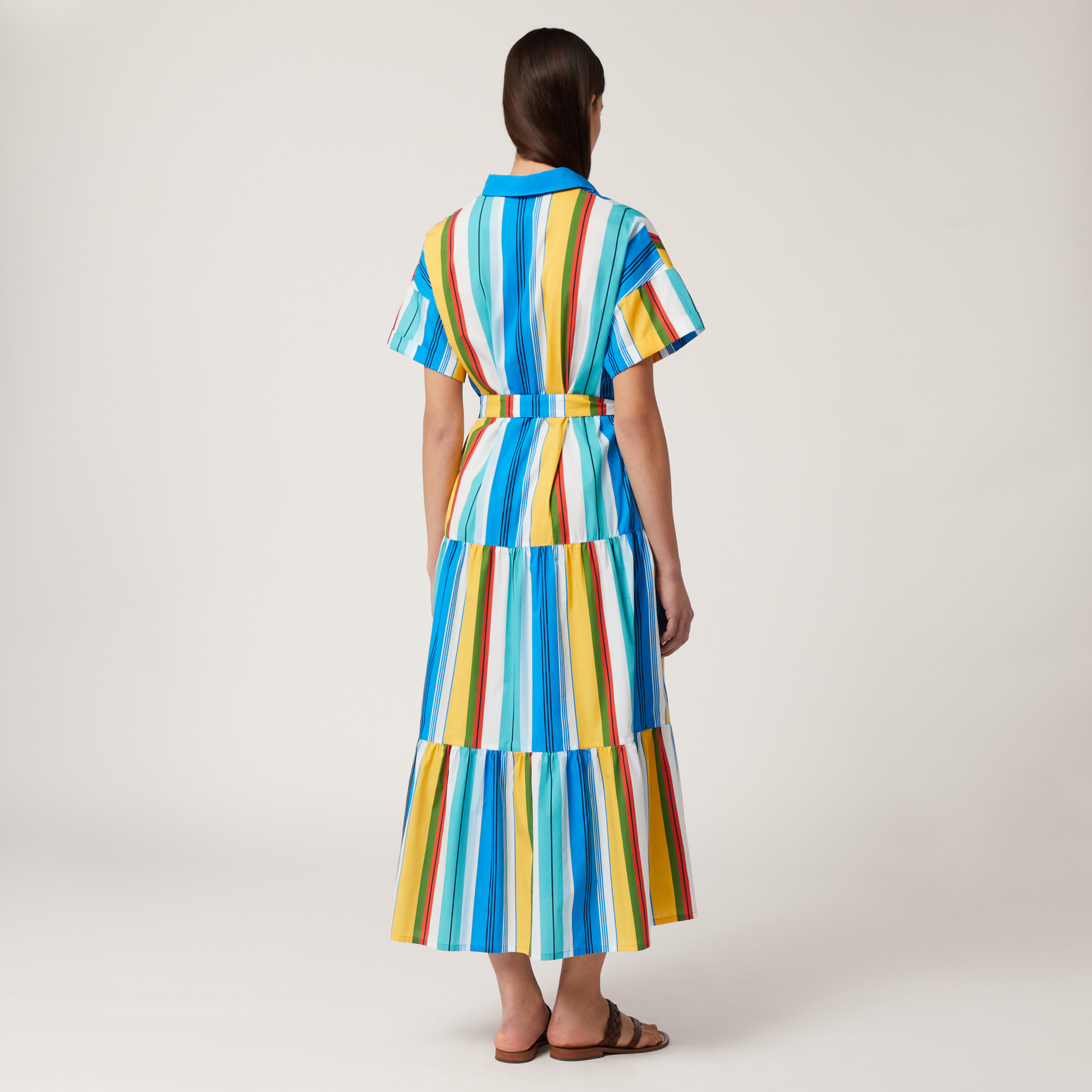 Multicolored Striped Dress With Flounces