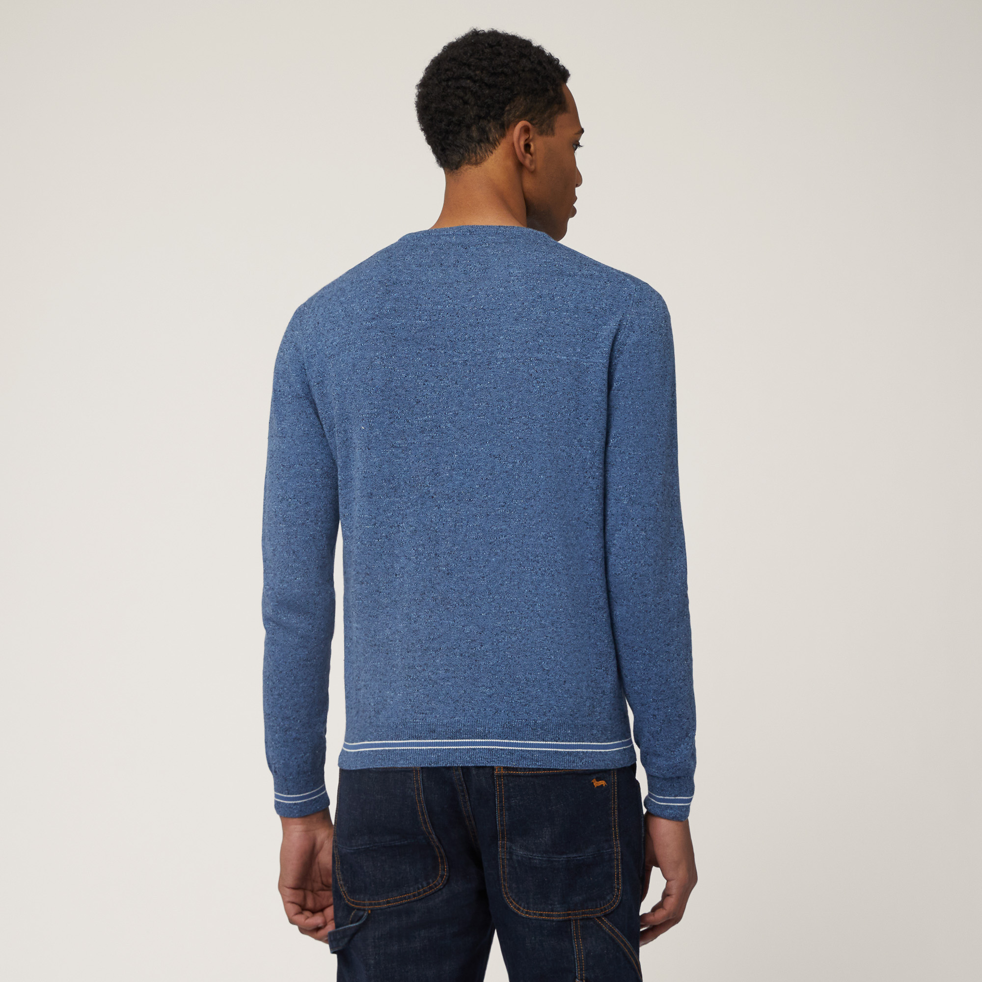 Tweed Crew-Neck Pullover, Light Blue, large image number 1