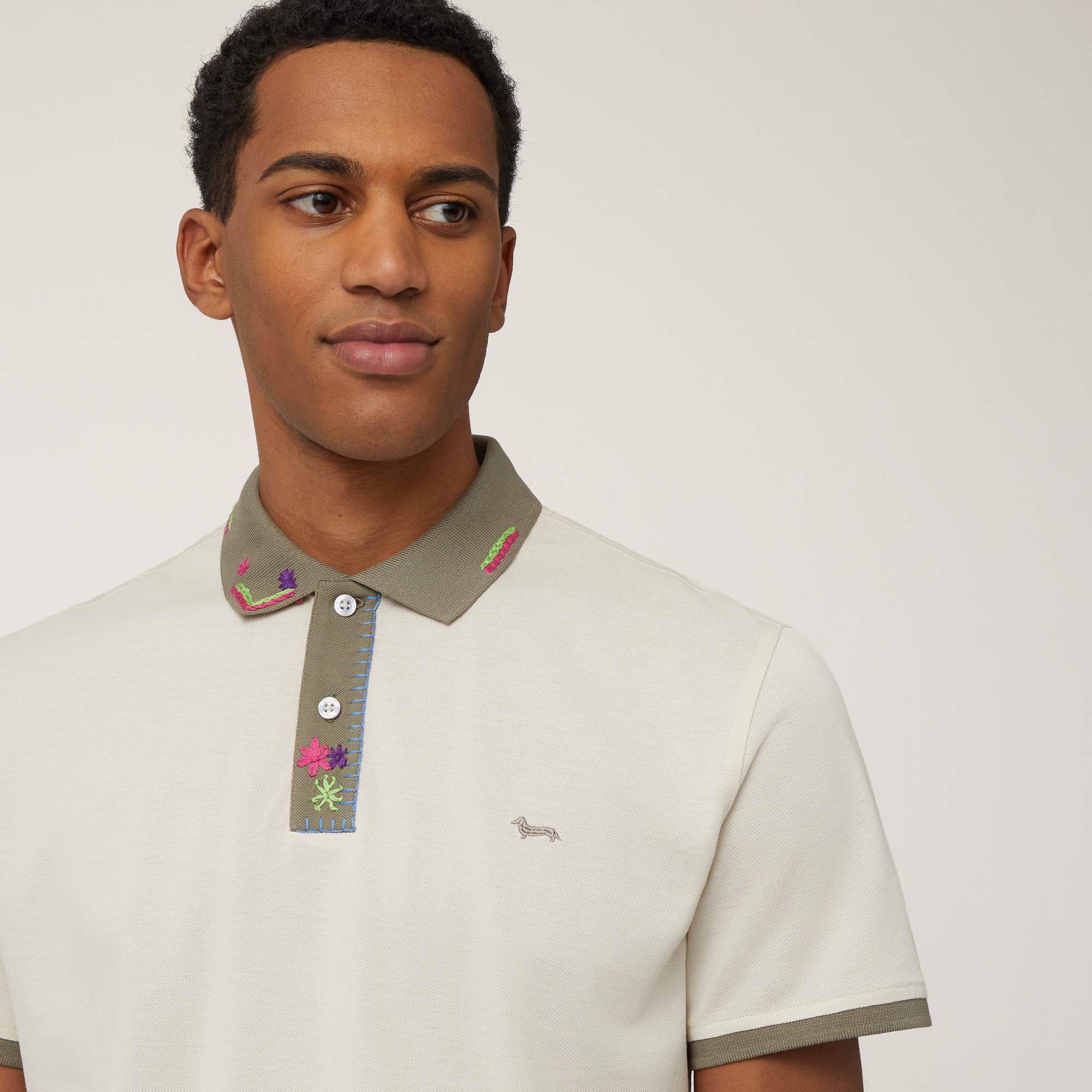 Polo with Hand Embroidery, Beige, large image number 2