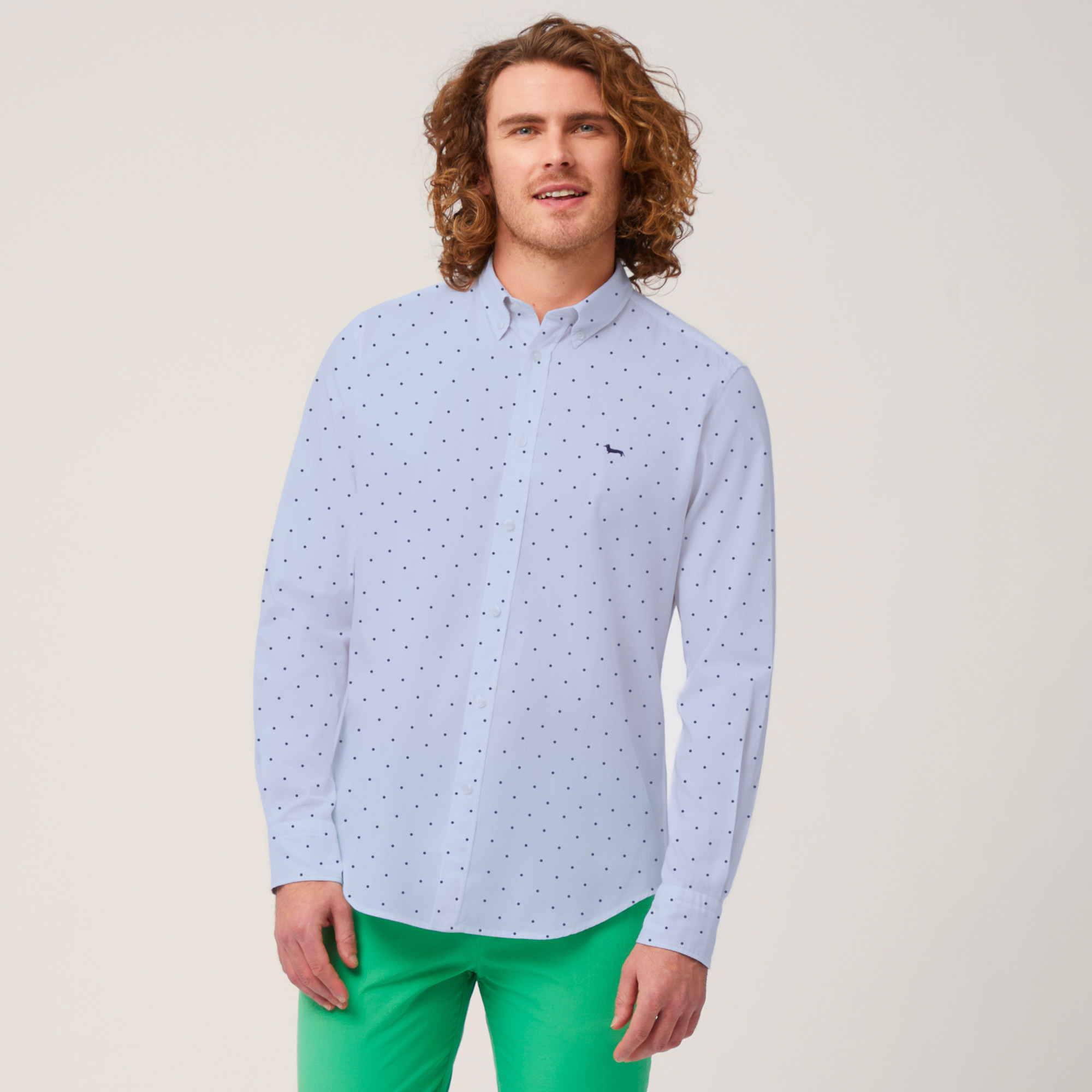 Cotton Shirt With Micro Polka Dot