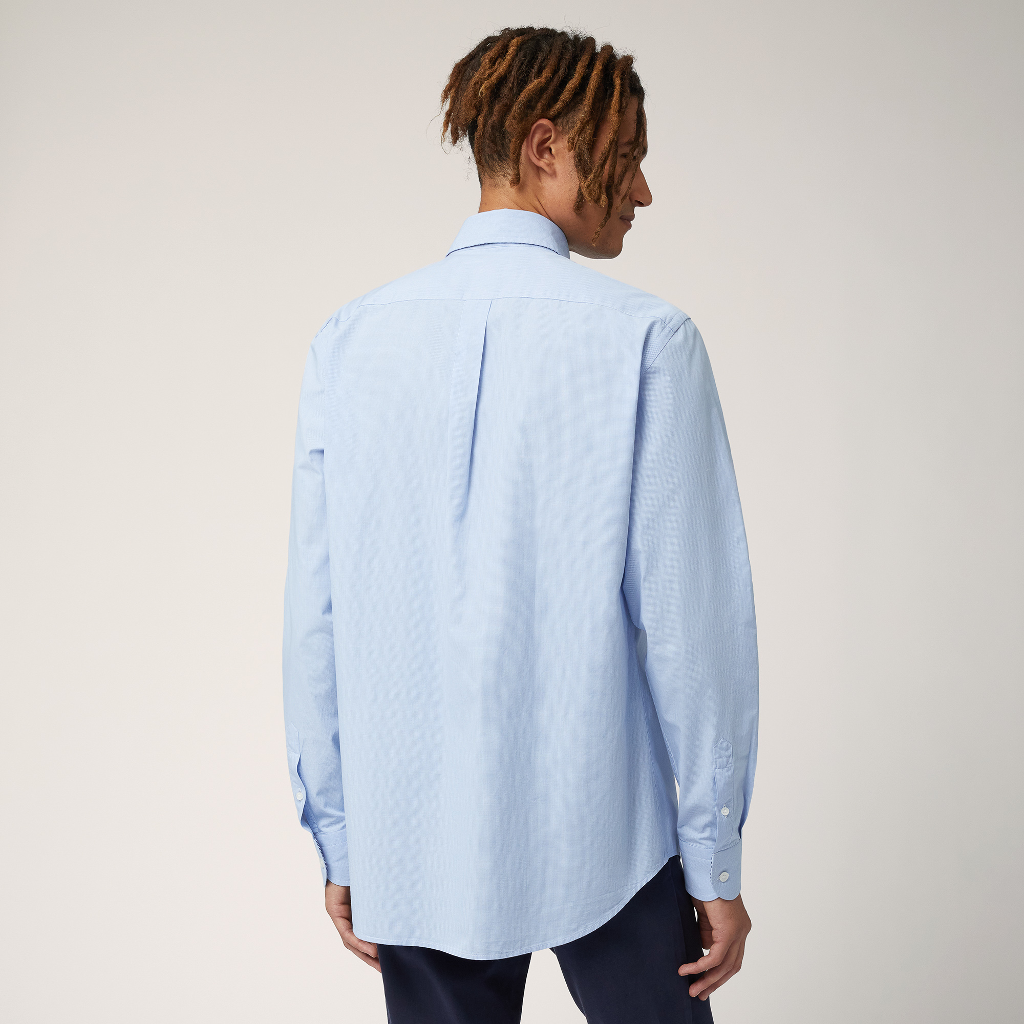 Shirt with Contrasting Inner Detail, Blu, large image number 1