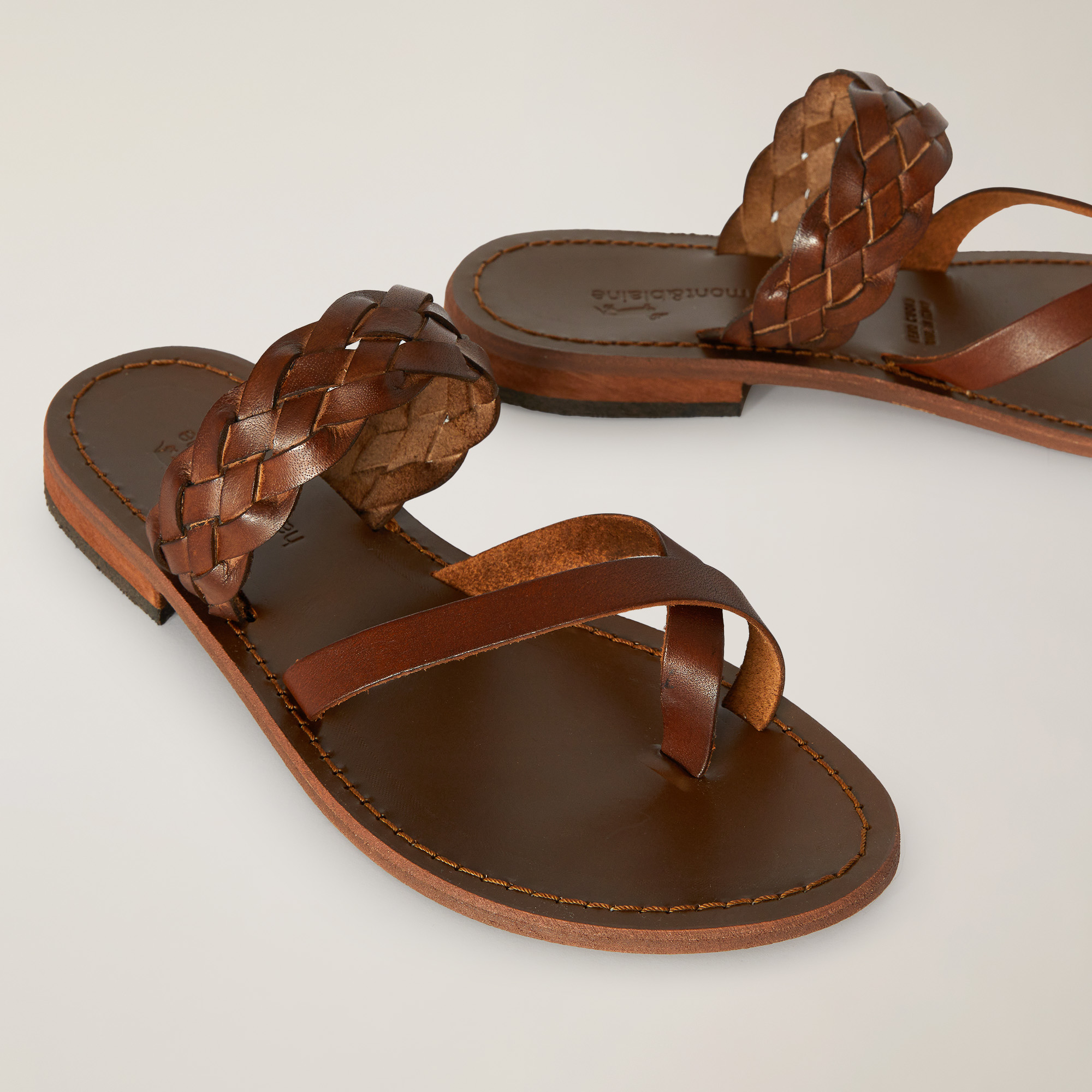 Braided Leather Sandals, Terra cotta, large image number 3