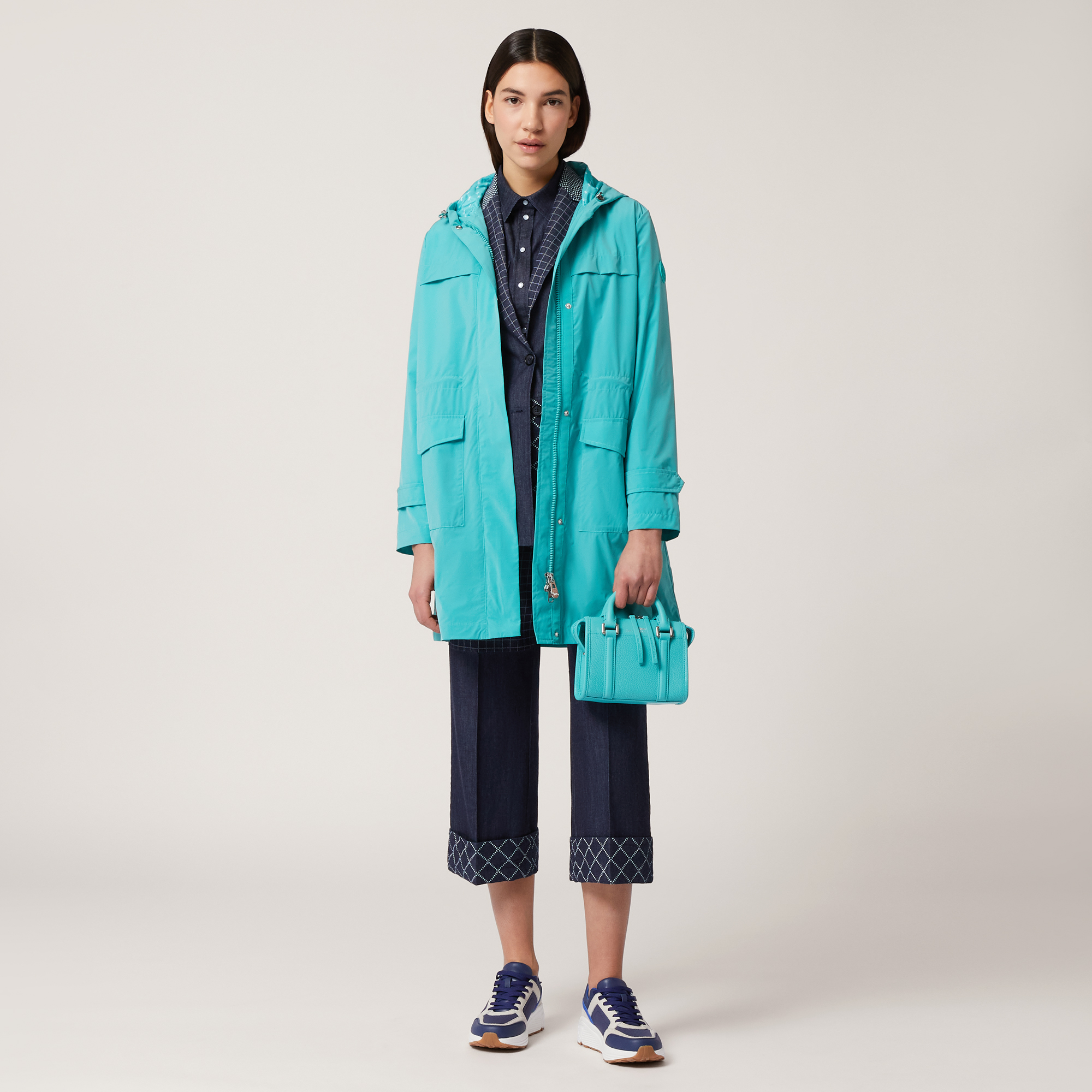 Duster Coat with Hood, Turquoise, large image number 3