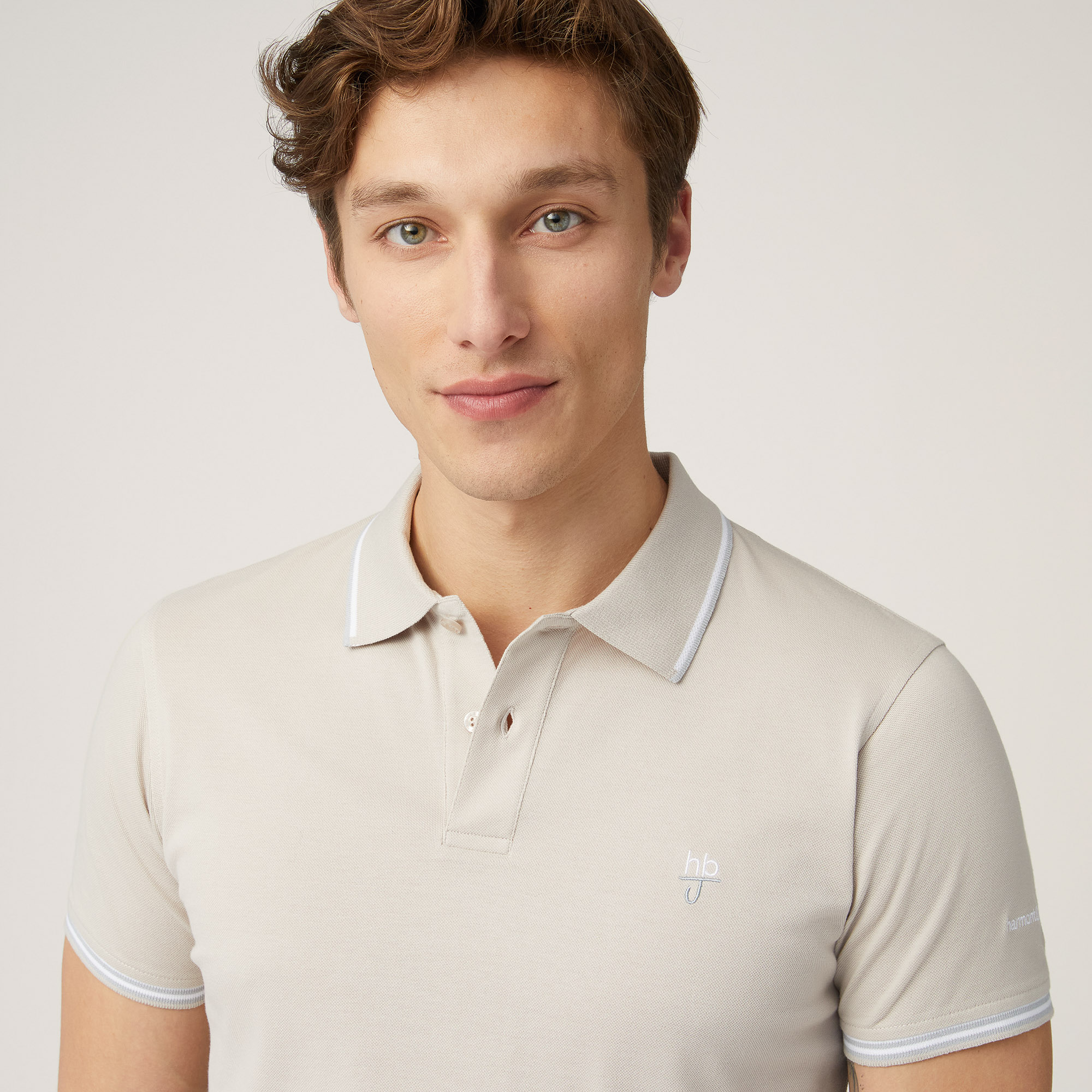 Polo with Contrasting Stripes, Sand, large image number 2