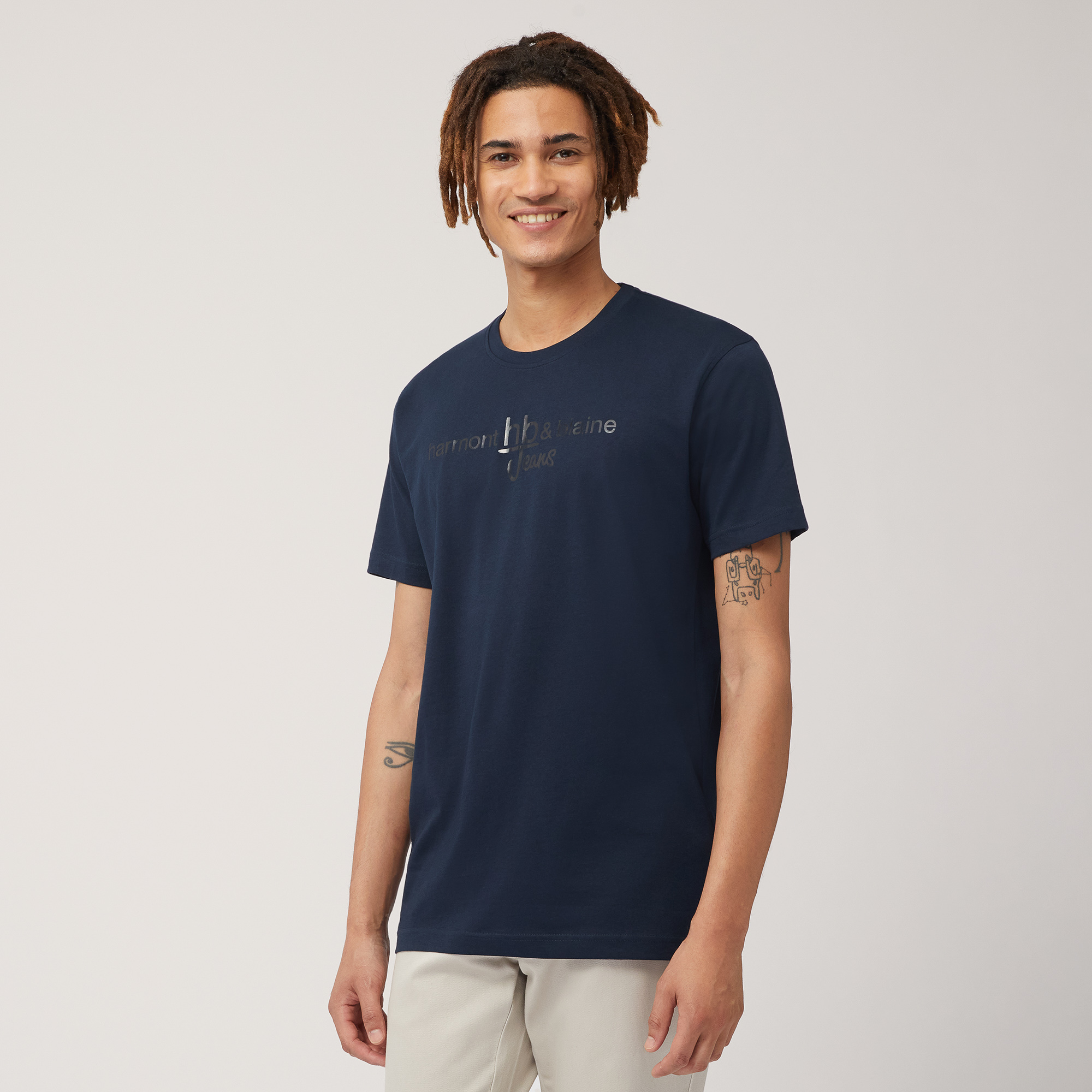 T-Shirt Con Lettering, Blu, large image number 0