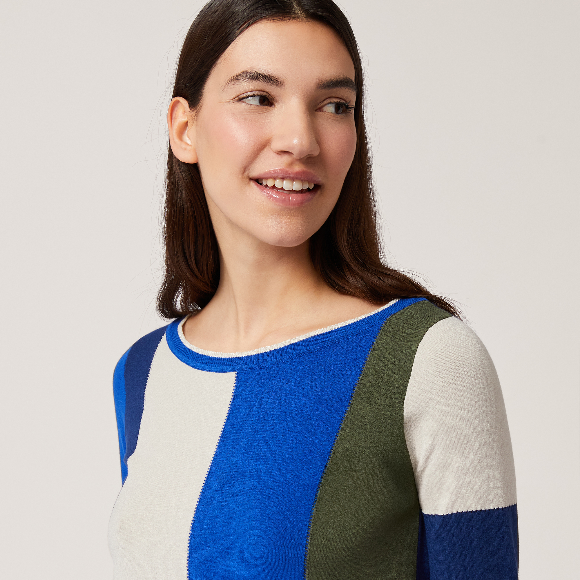 Color Block Sweater, Blue/White/Green, large image number 2