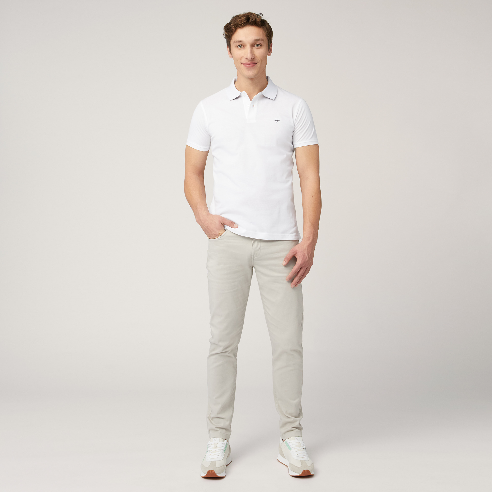 Polo In Cotone Narrow Fit, Bianco, large image number 3