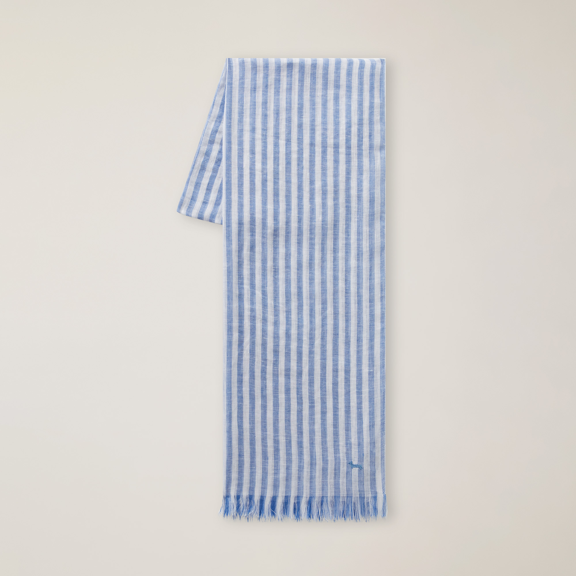 Sorbet Striped Linen Scarf, Light Blue, large image number 0