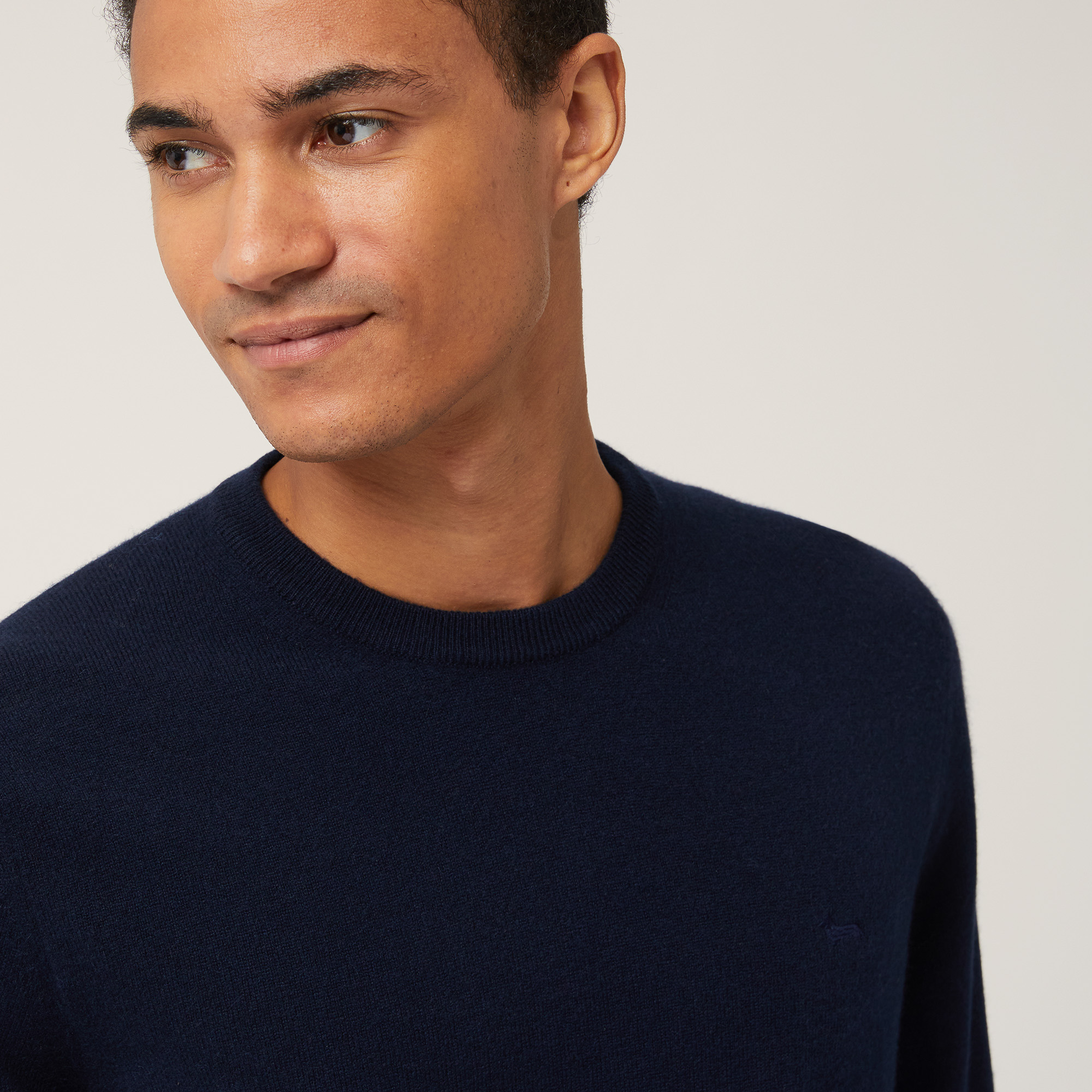 Cashmere Crew-Neck Pullover, Blue, large image number 2