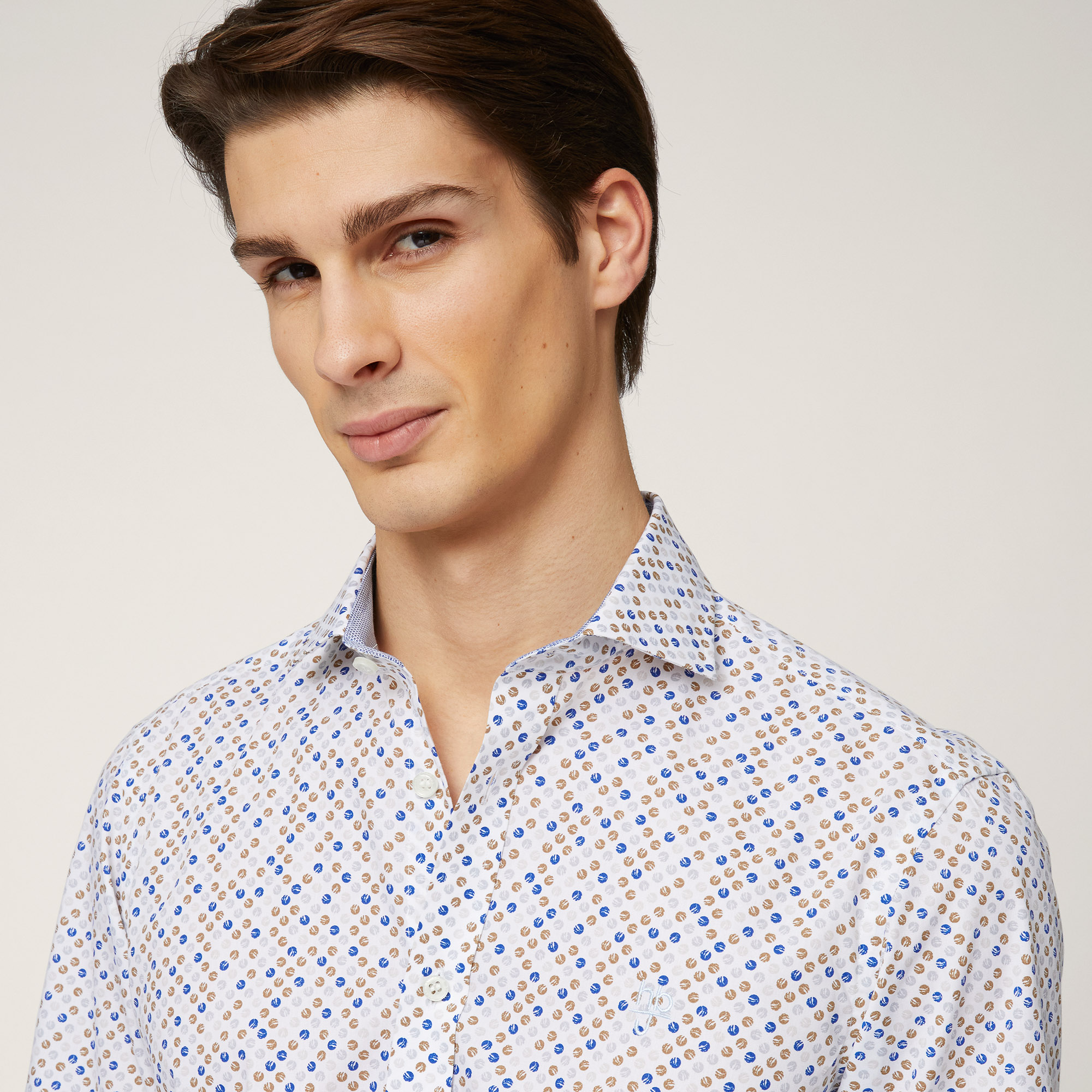 Micro-Patterned Narrow Shirt, White, large image number 2