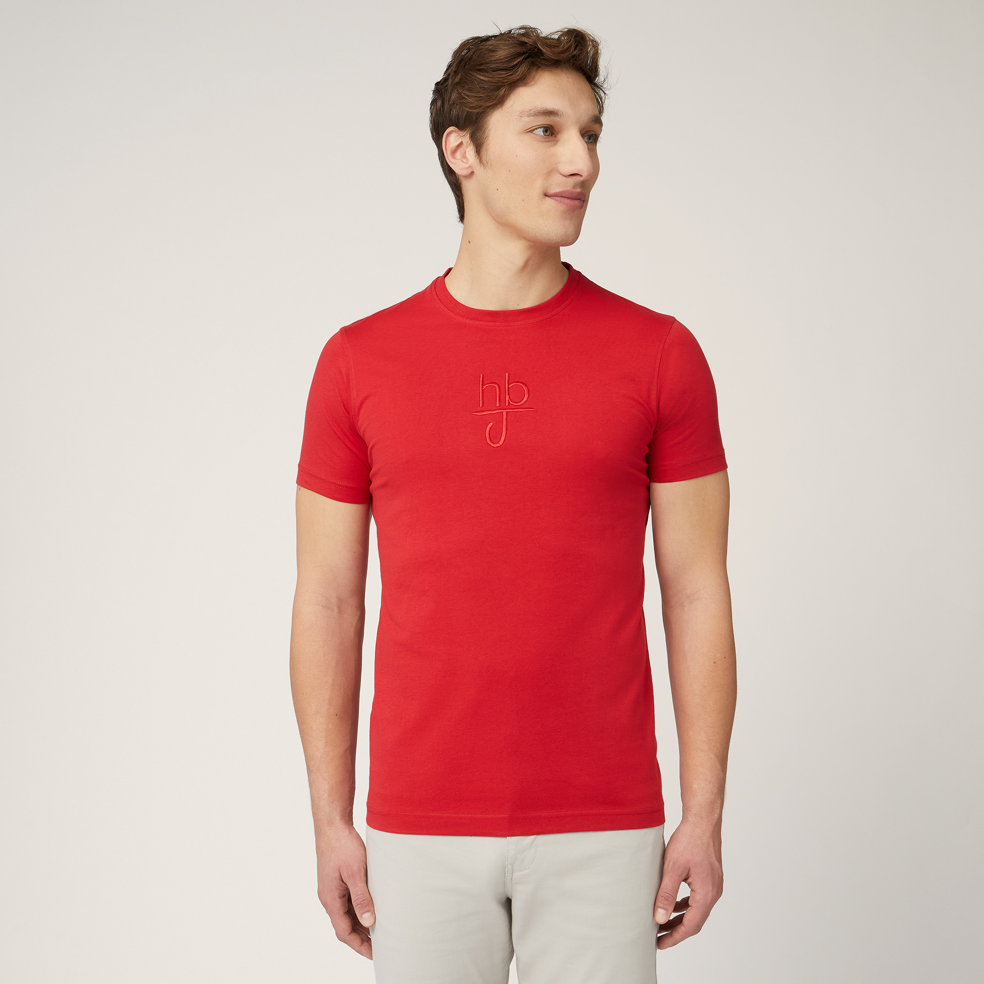 T-Shirt with Maxi Embroidery, Red, large image number 0