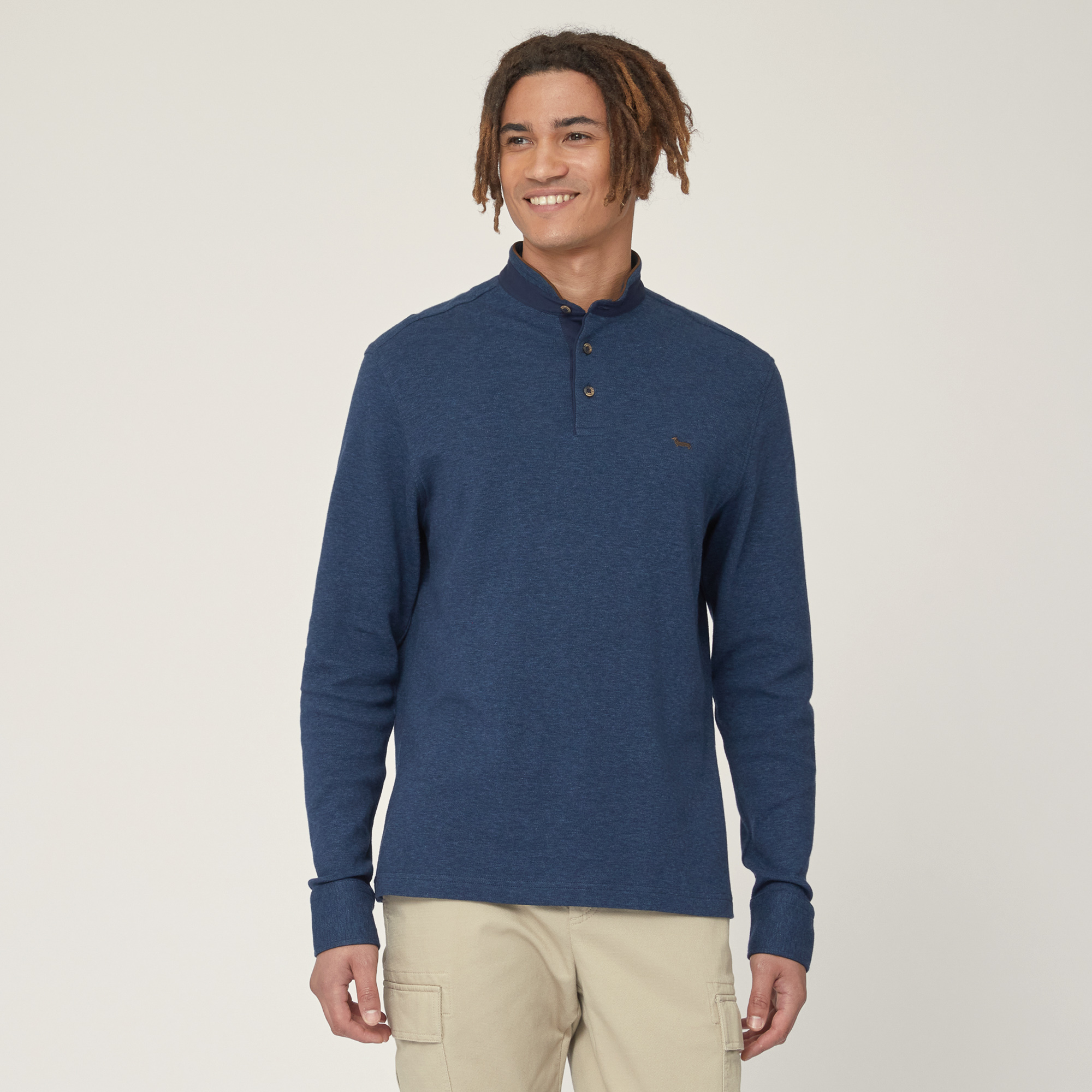 Polo with Mandarin Collar, Blue , large image number 0