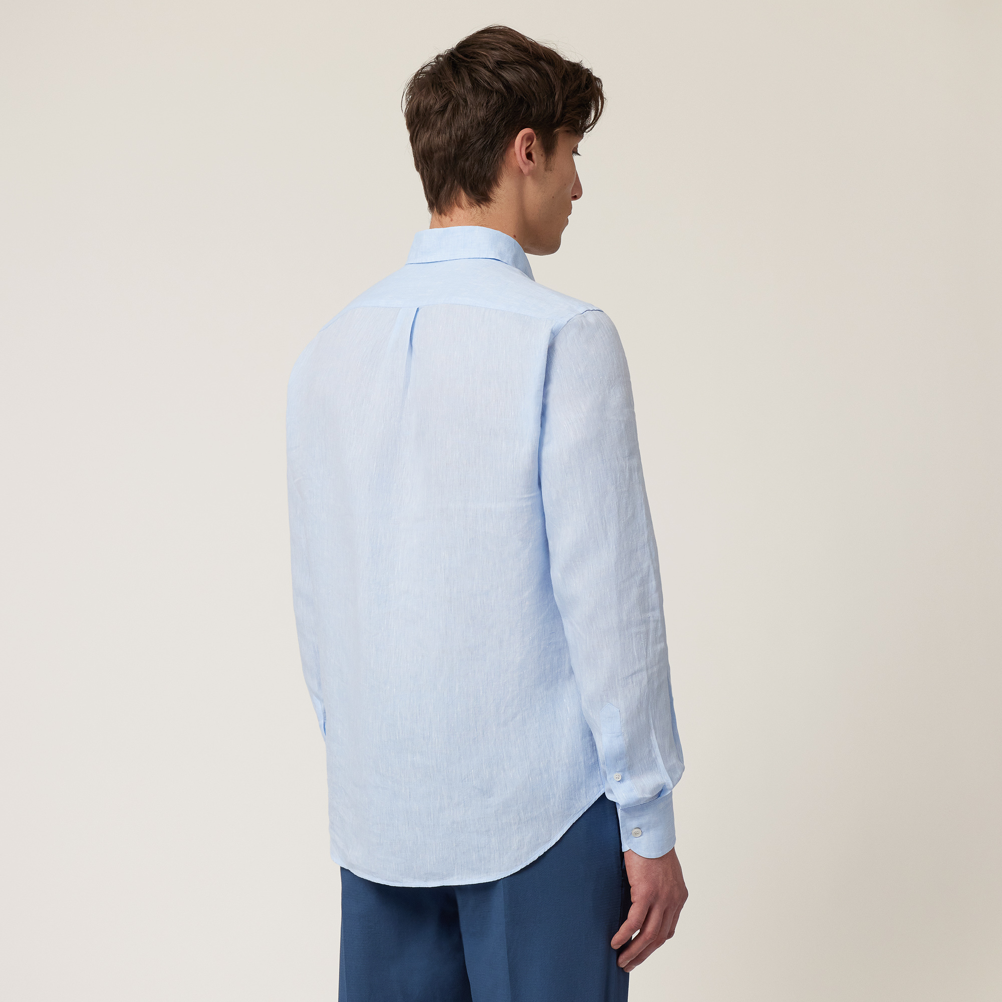 Linen Shirt with Dachshund, Sky Blue, large image number 1