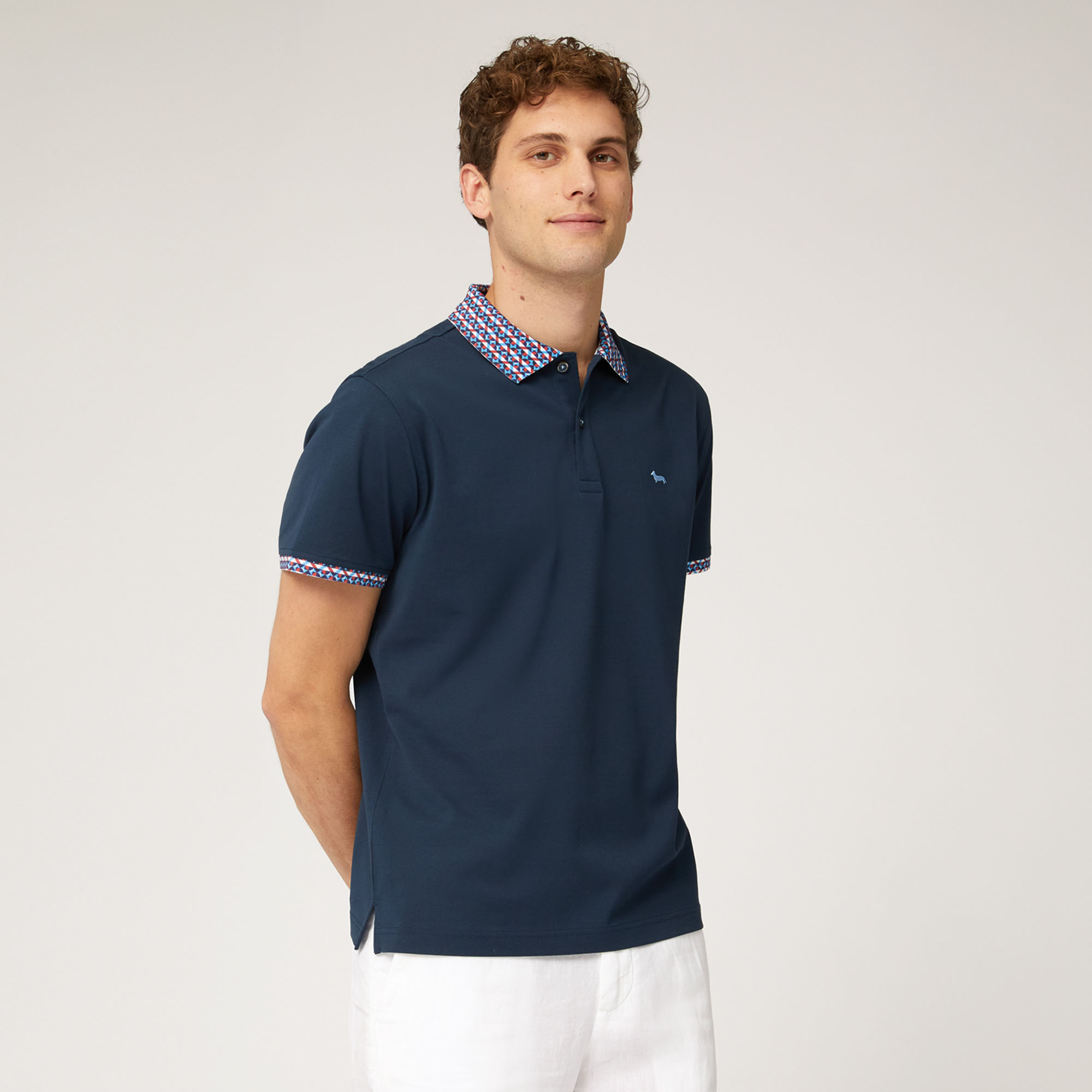 Polo with Contrasting Print