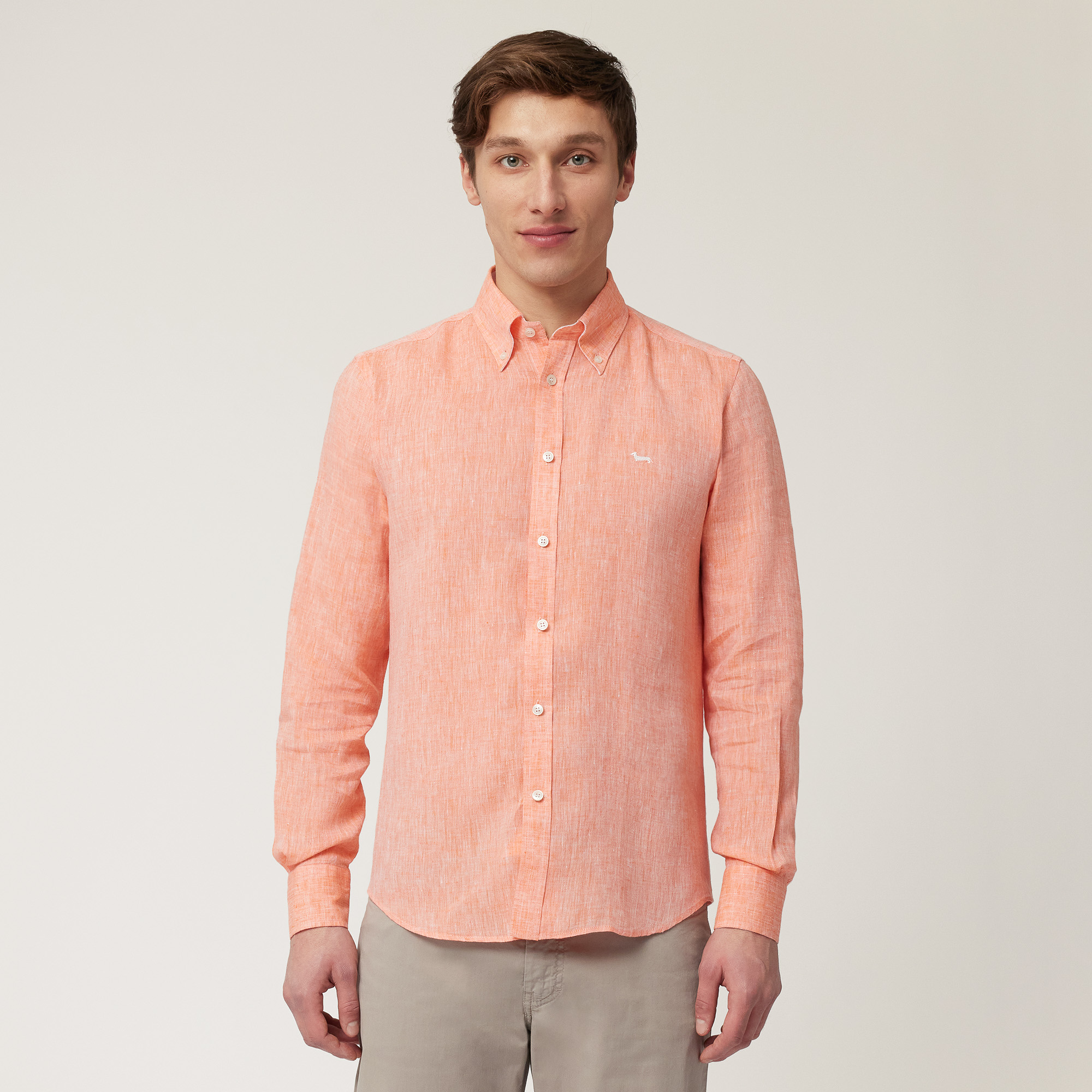 Camisa de lino con teckel, Naranja, large image number 0